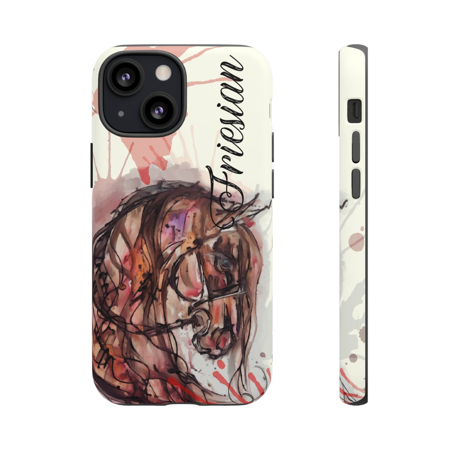 Friesian Watercolor Flower crown Horse Horse Lover Gift Study Tough Case Phone Case.