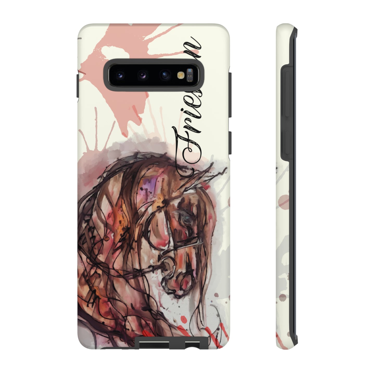 Friesian Watercolor Flower crown Horse Horse Lover Gift Study Tough Case Phone Case.