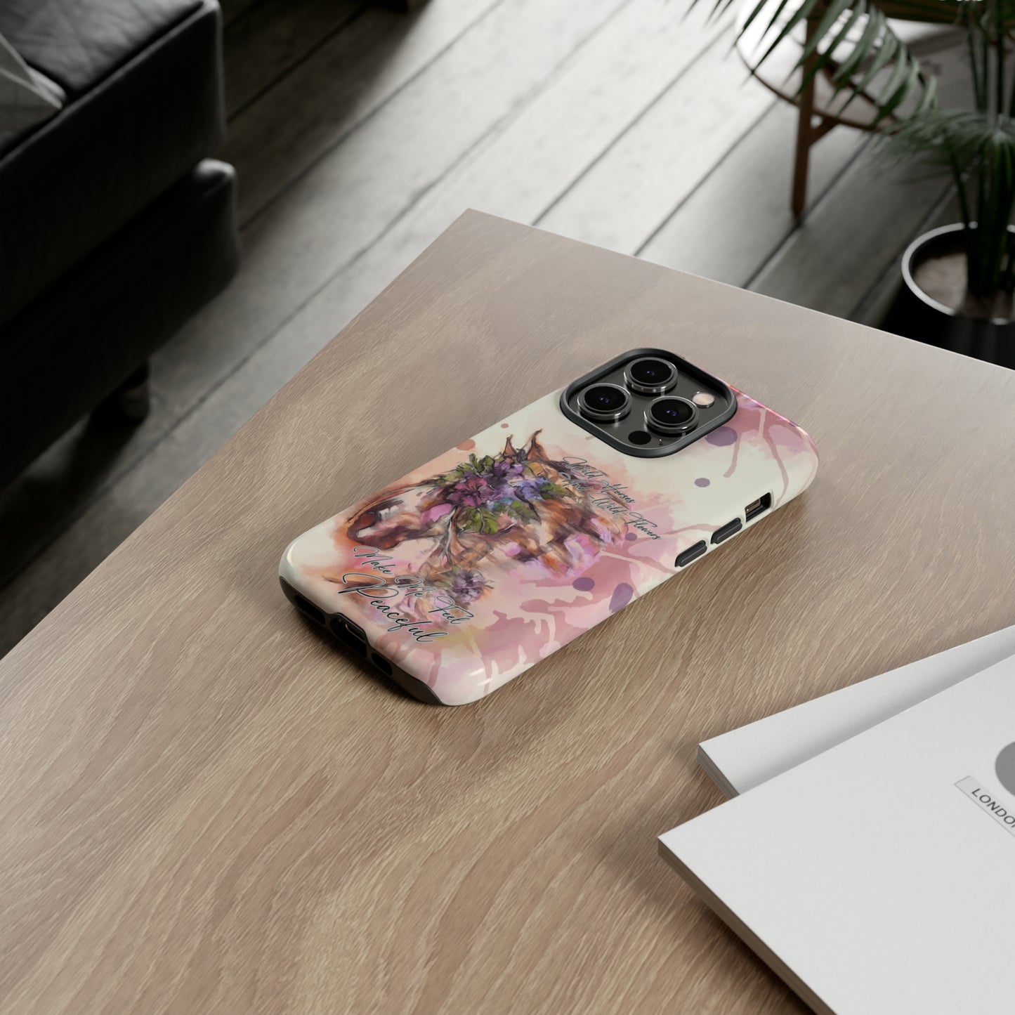 Romantic Equestrian Watercolor Horse Horse Lover Gift Study Tough Case Phone Case.