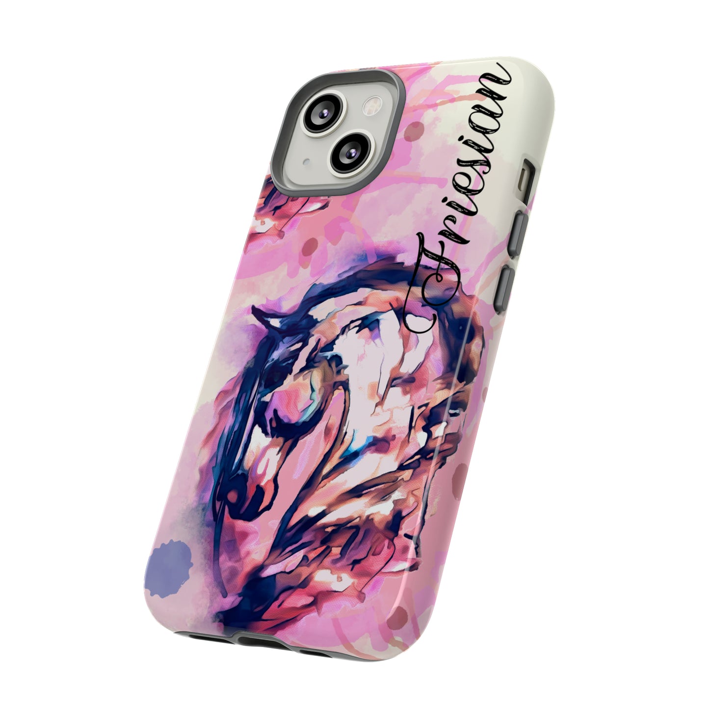Friesian Watercolor Flower crown Horse Horse Lover Gift Study Tough Case Phone Case.