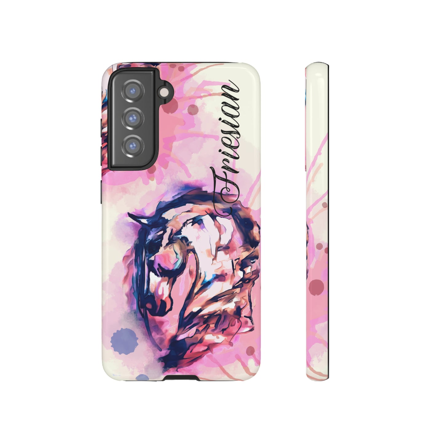Friesian Watercolor Flower crown Horse Horse Lover Gift Study Tough Case Phone Case.
