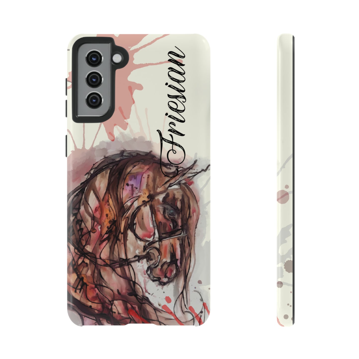 Friesian Watercolor Flower crown Horse Horse Lover Gift Study Tough Case Phone Case.