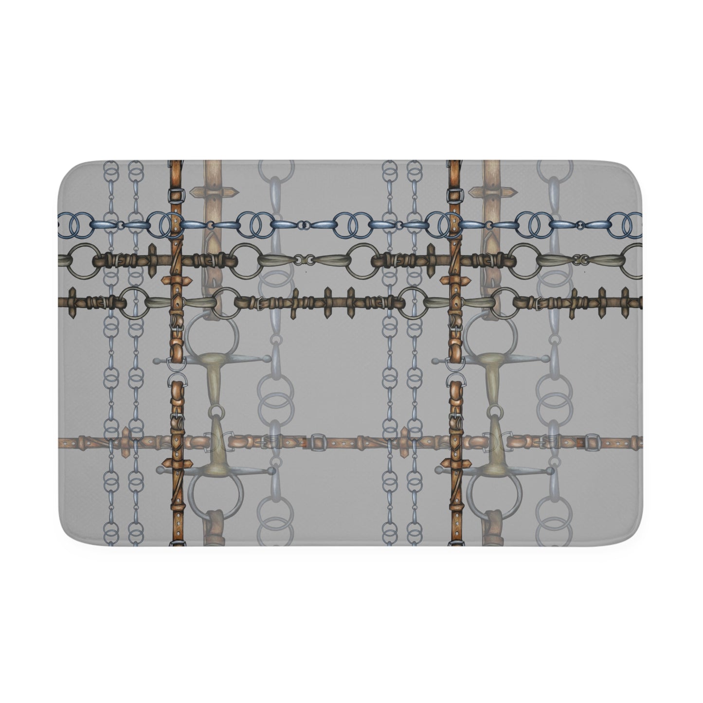 Gray Snaffle Bit Memory Foam Bath Mat