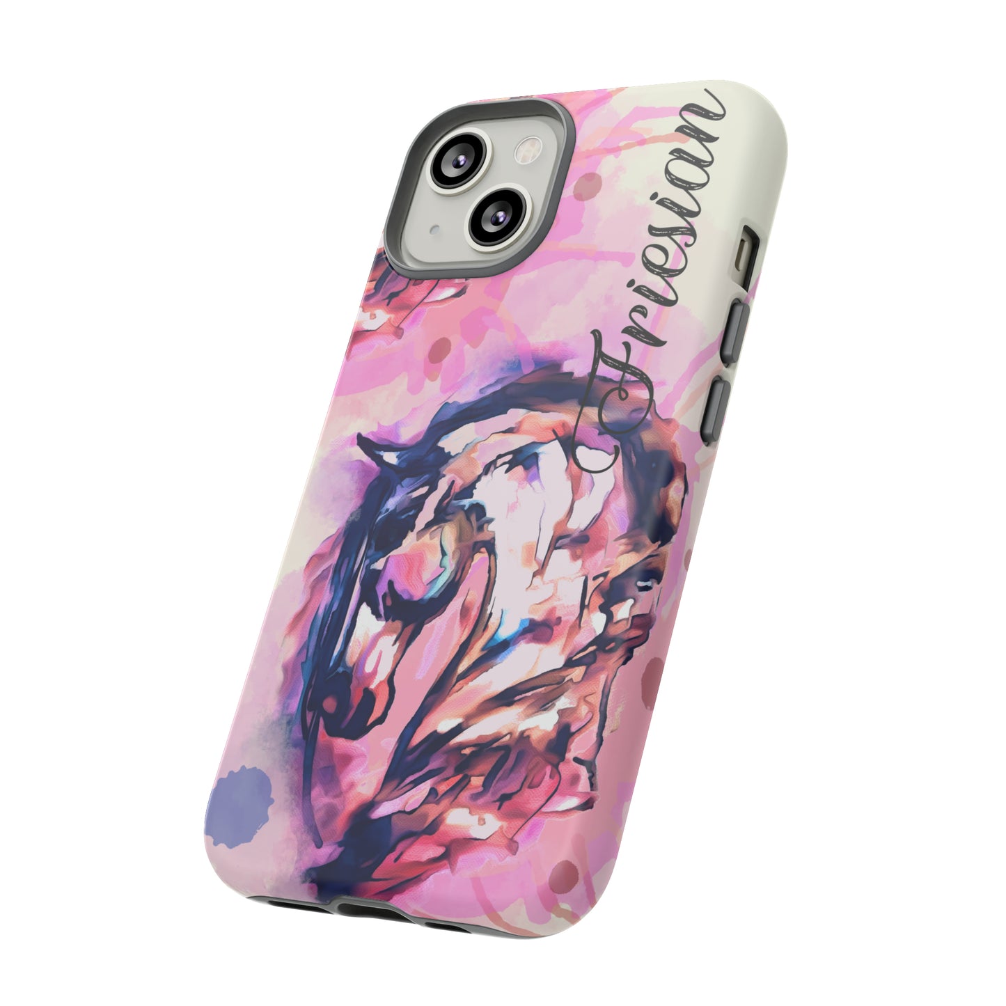 Friesian Watercolor Flower crown Horse Horse Lover Gift Study Tough Case Phone Case.