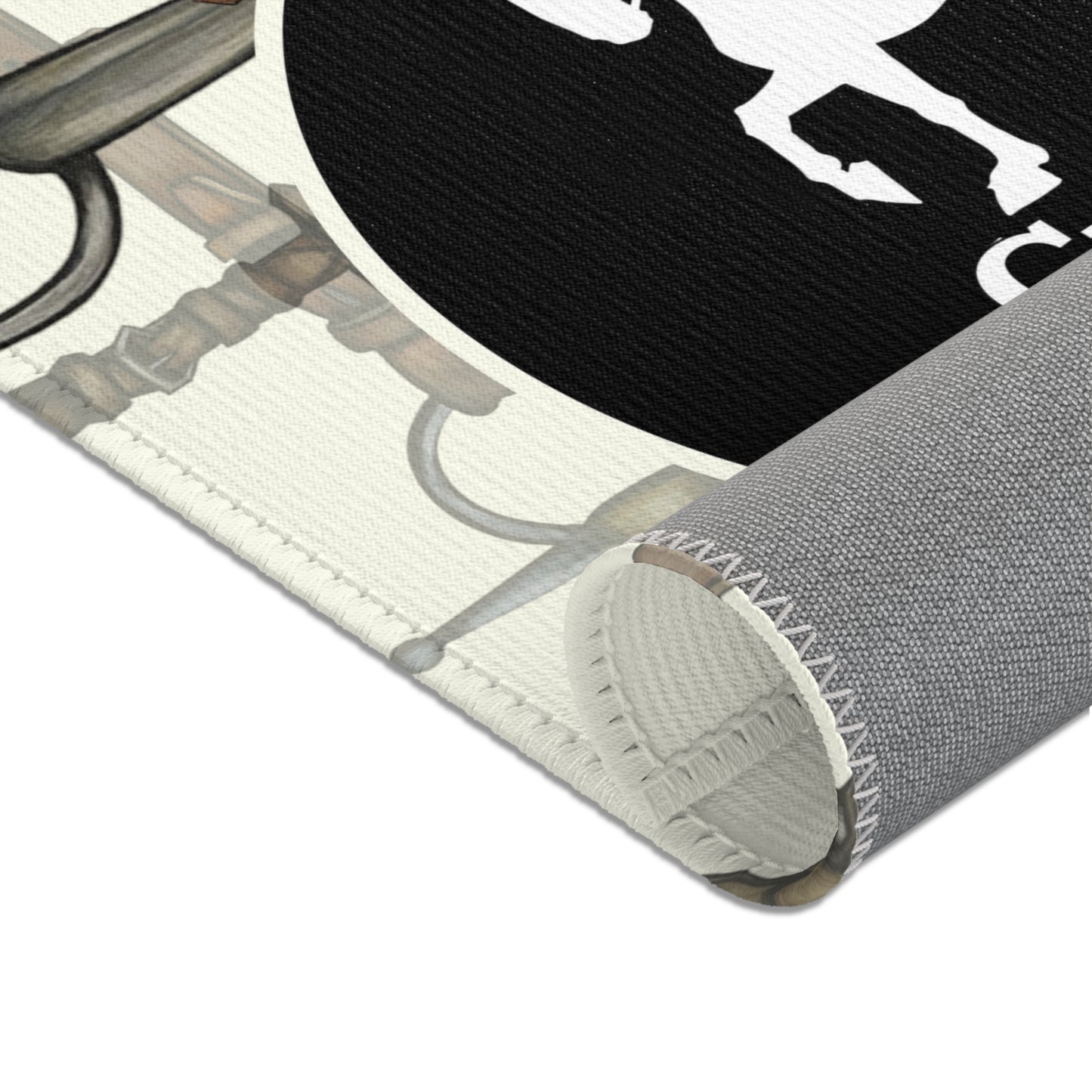 Customizable Chaos Bit Ivory Linear Bit Area Rug