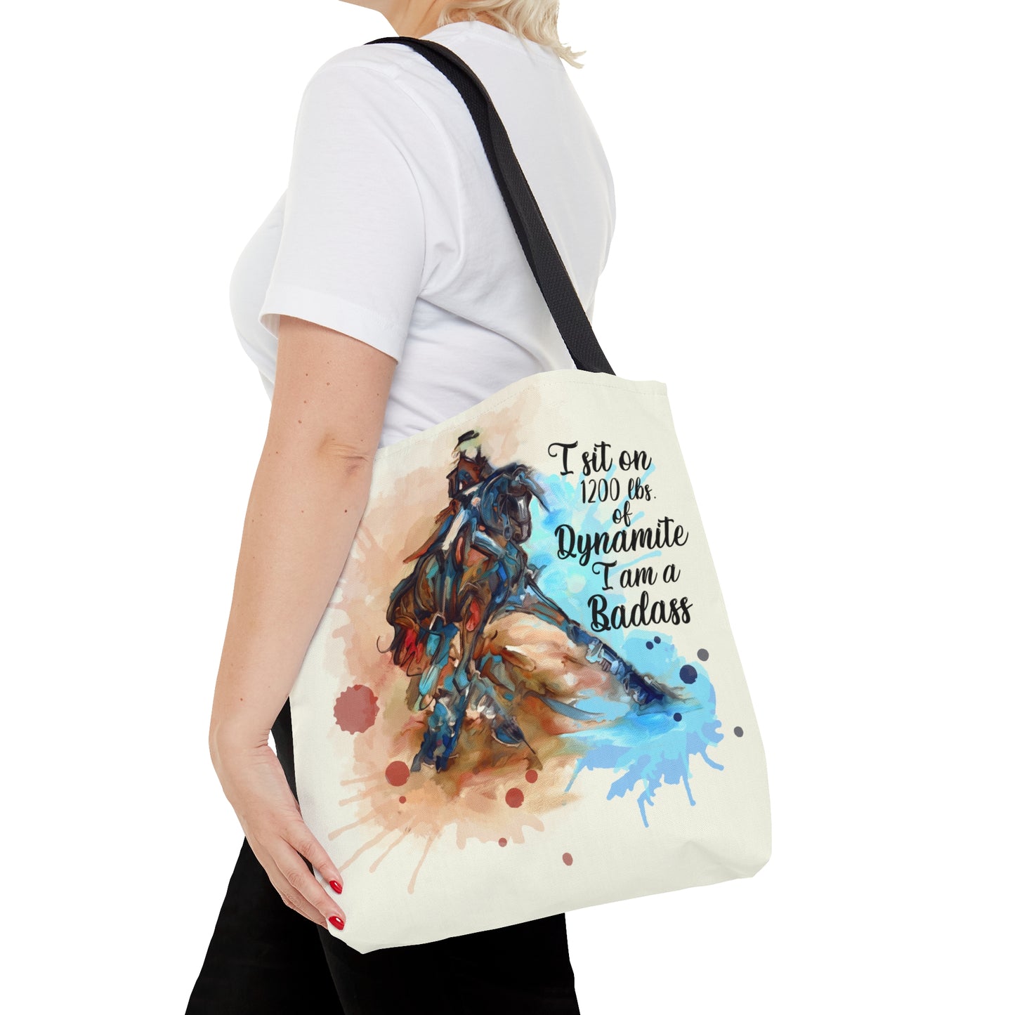 Dressage Watercolor Horse Artistic Tote Bag (AOP)