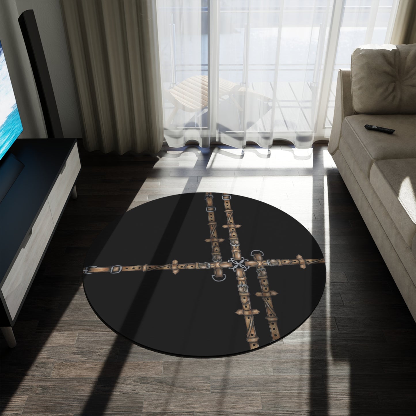 Minimalistic Equestrian Bit Round Rug