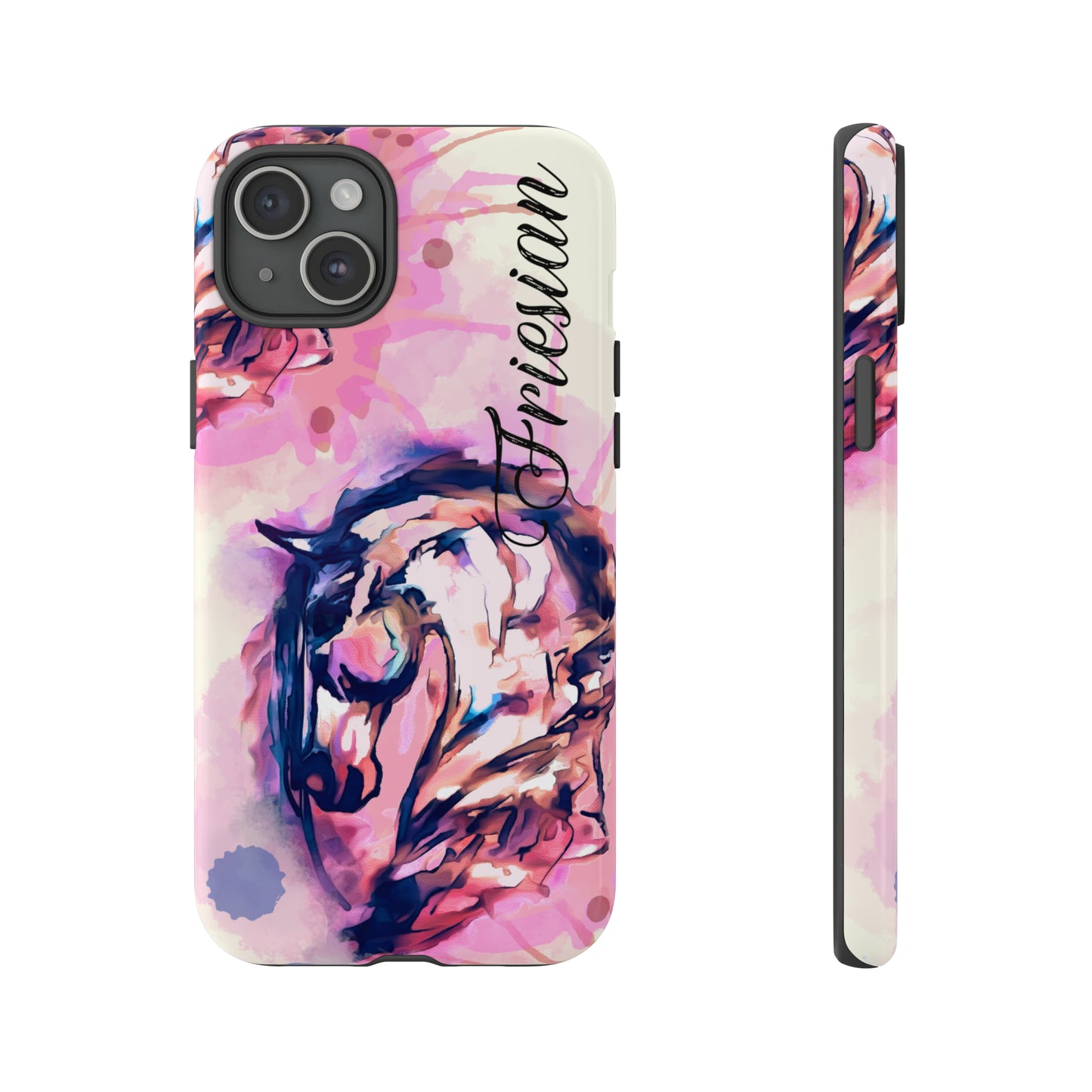 Friesian Watercolor Flower crown Horse Horse Lover Gift Study Tough Case Phone Case.