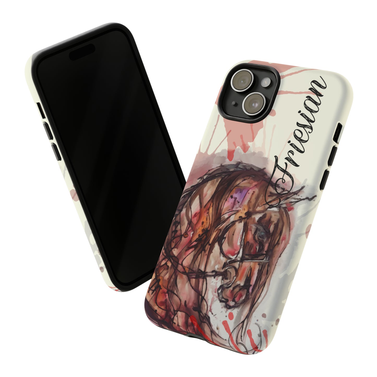 Friesian Watercolor Flower crown Horse Horse Lover Gift Study Tough Case Phone Case.