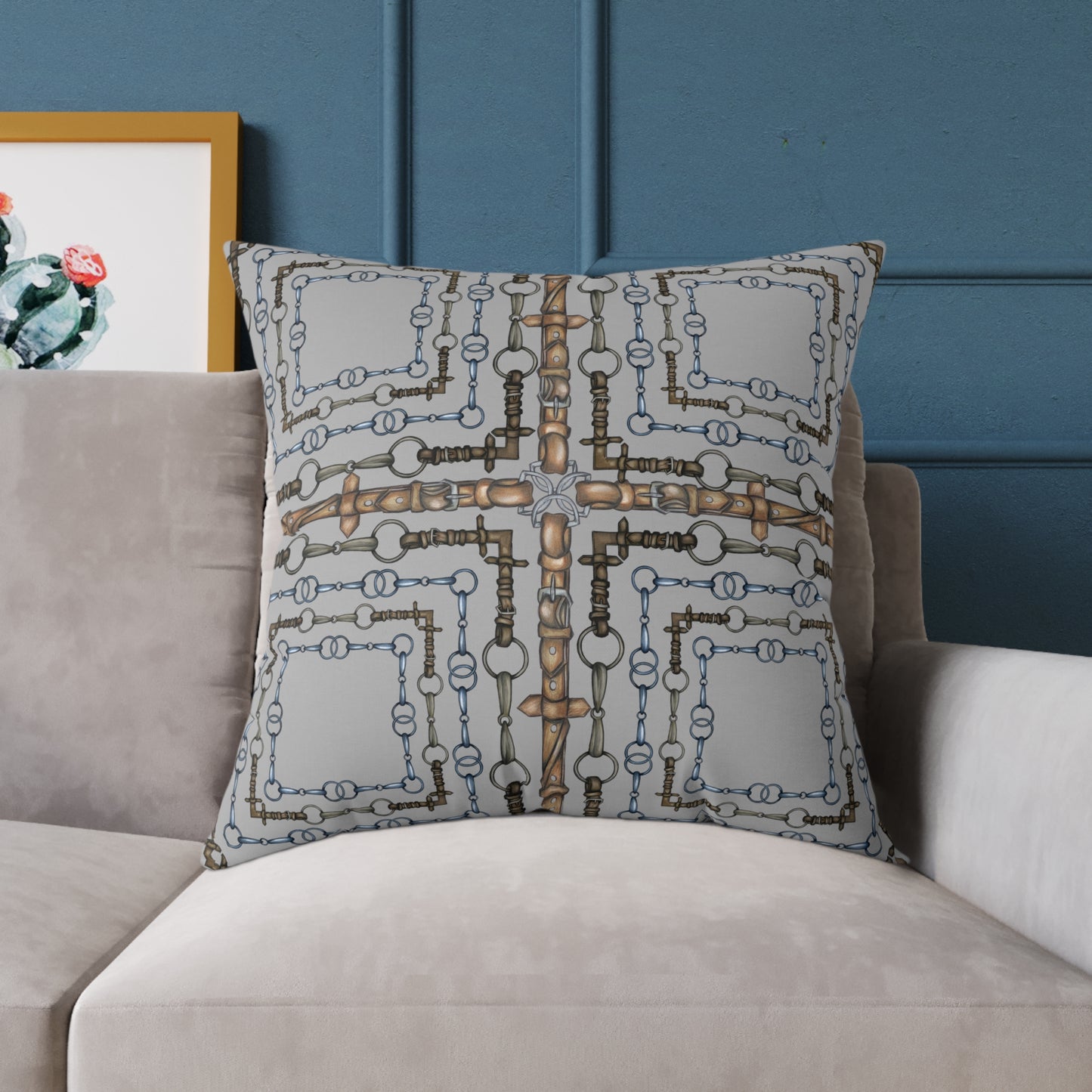 Snaffle Bit Equestrian Home Decor. Hunter Jumper Dressage Bit and Reins Pillow. My original Artwork printed on a pillow. 101 Bits co