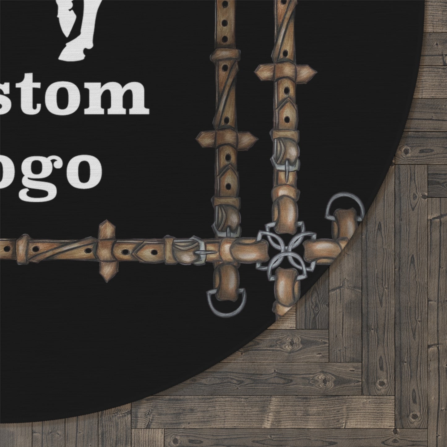 custom of Minimalistic Equestrian Bit Round Rug