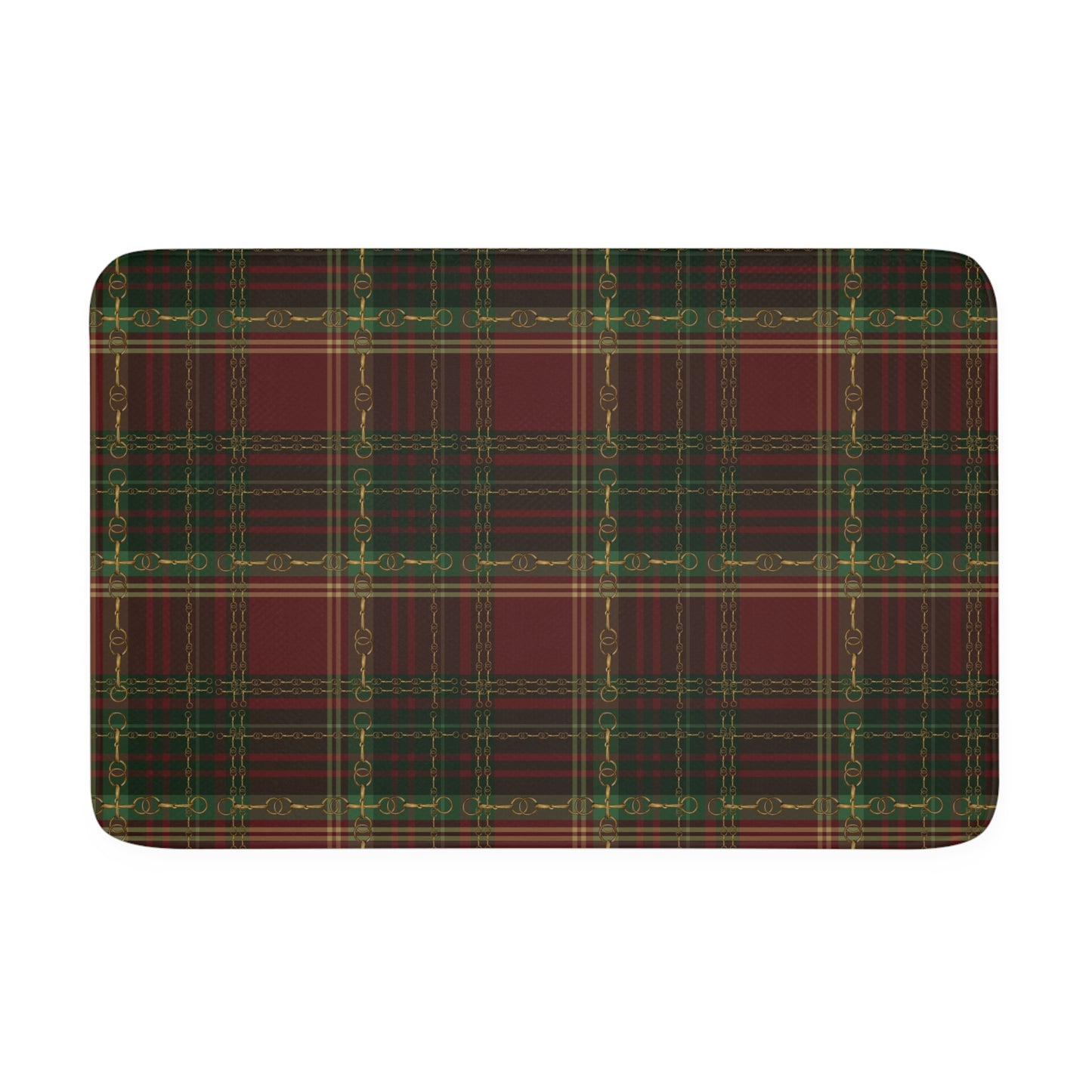 Christmas Plaid with Snaffle Bit Memory Foam Bath Mat