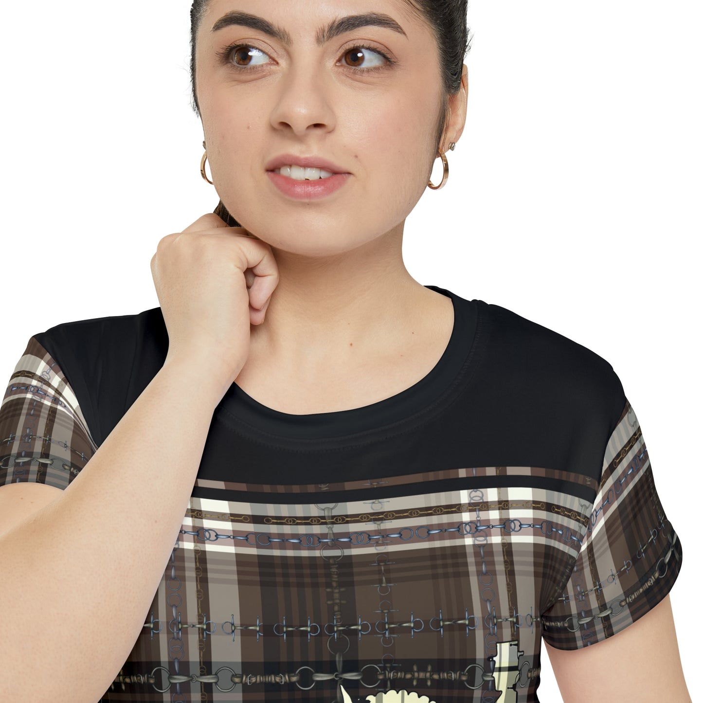 Sporty Dressage Art Dressage Text Women's Short Sleeve Shirt (AOP)