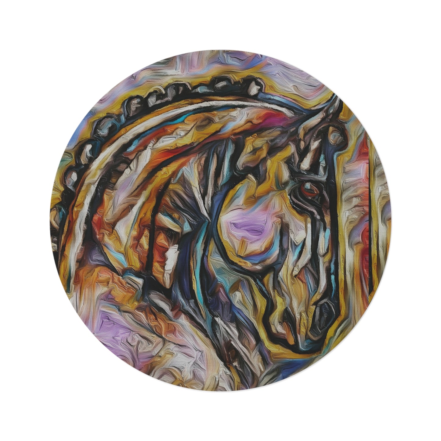 Original Equestrian Art Round Rug. My original Artwork printed on a rug. Home Decor. Show Stall Mat