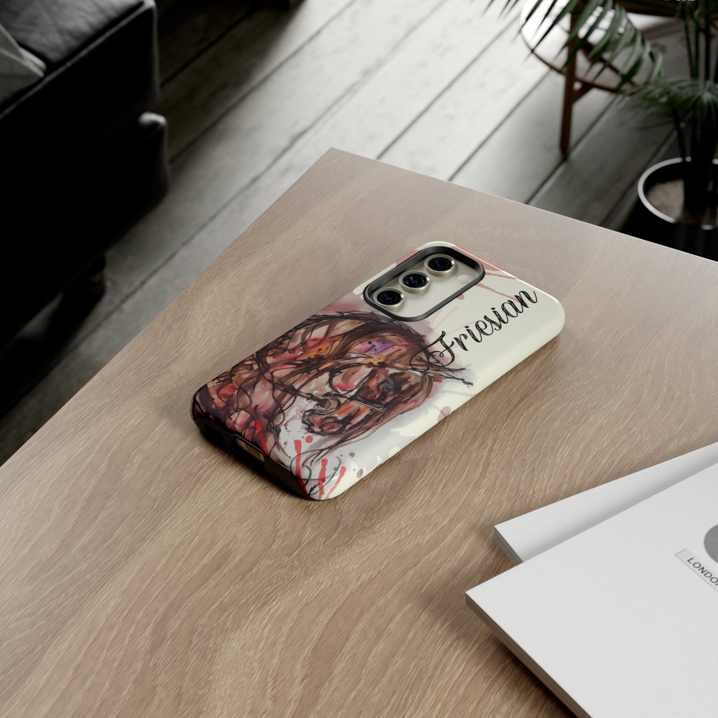 Friesian Watercolor Flower crown Horse Horse Lover Gift Study Tough Case Phone Case.