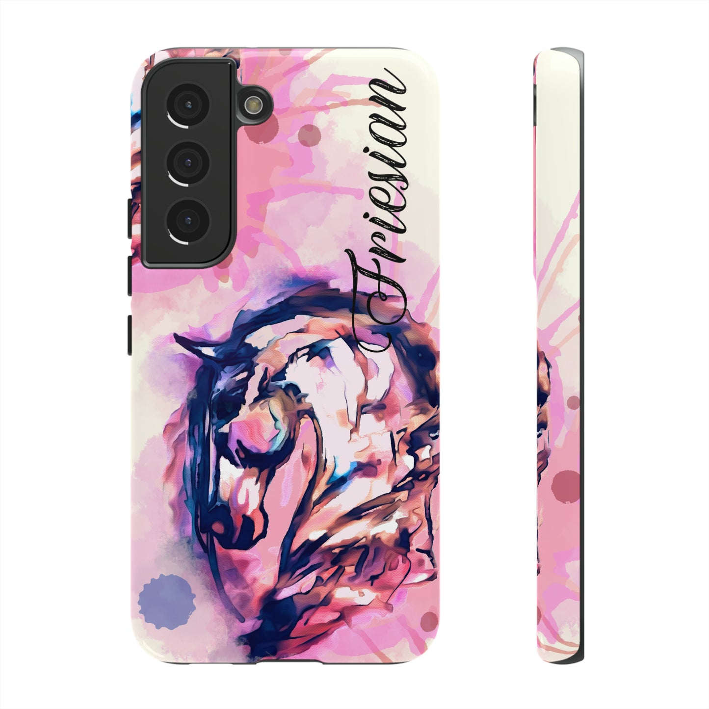 Friesian Watercolor Flower crown Horse Horse Lover Gift Study Tough Case Phone Case.