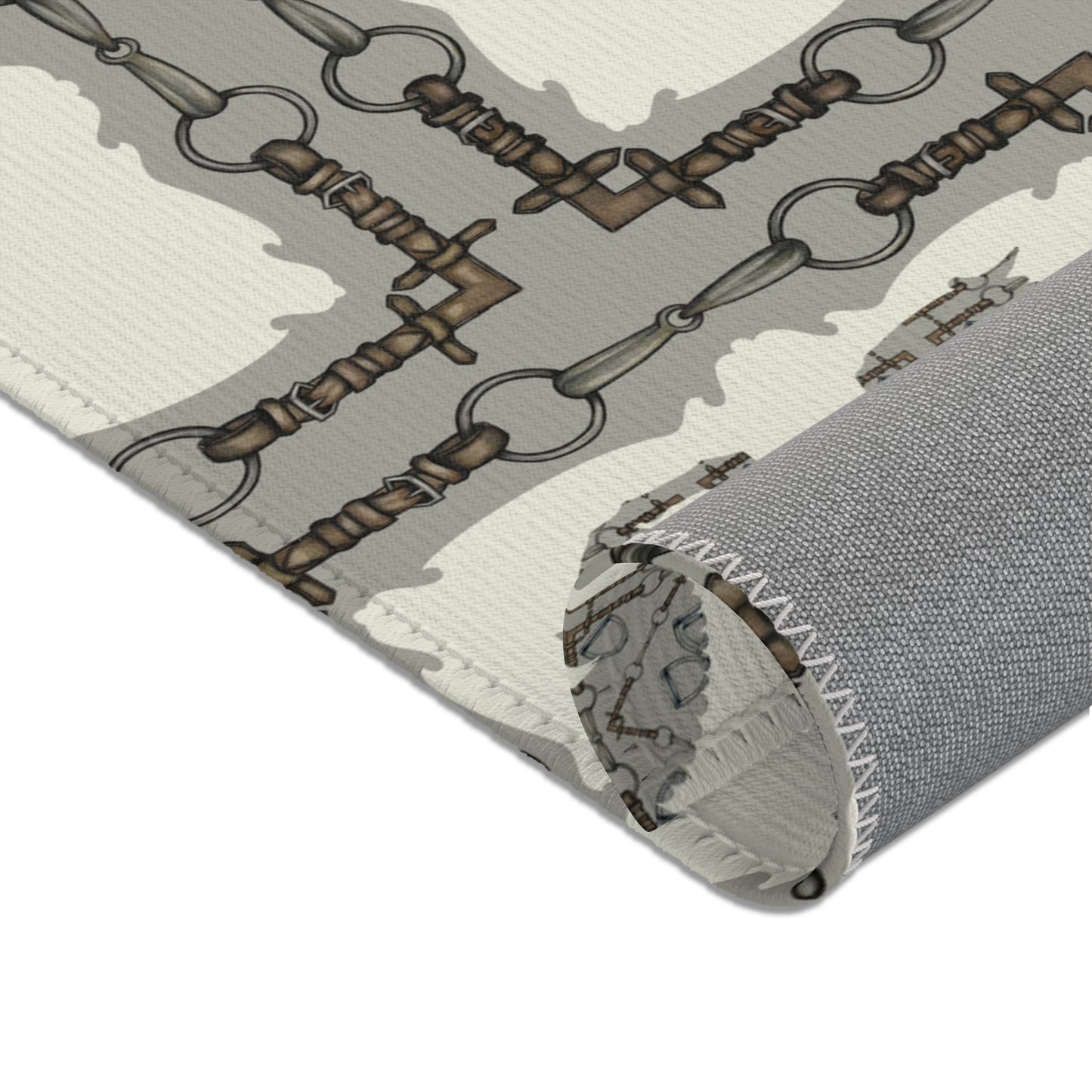 Dressage Equestrian Snaffle Bit Pattern Area Rug - Show Stall Mat - Tack Room Rug - Horse Lovers Gift