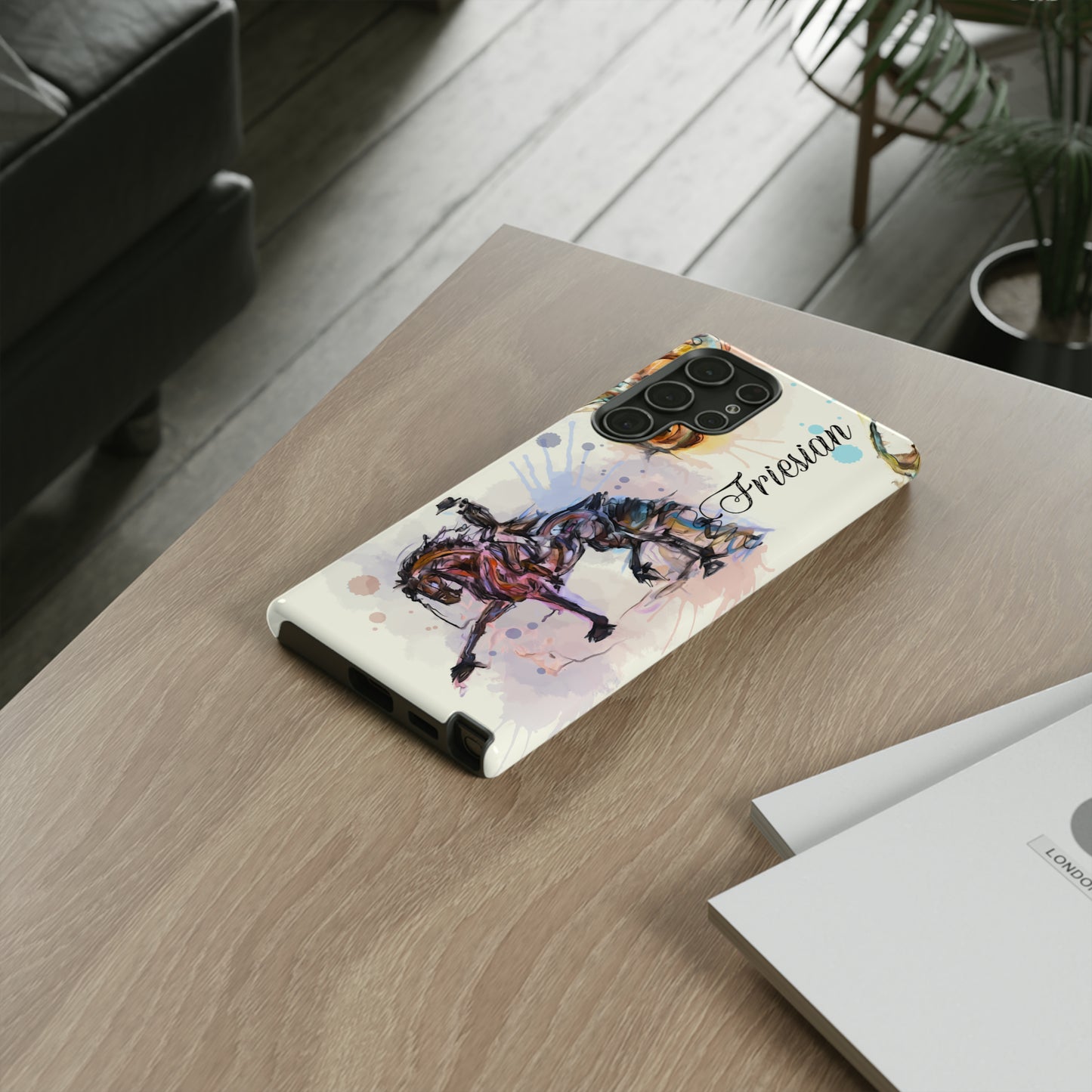 Friesian Watercolor Horse Horse Lover Gift Study Tough Case Phone Case.