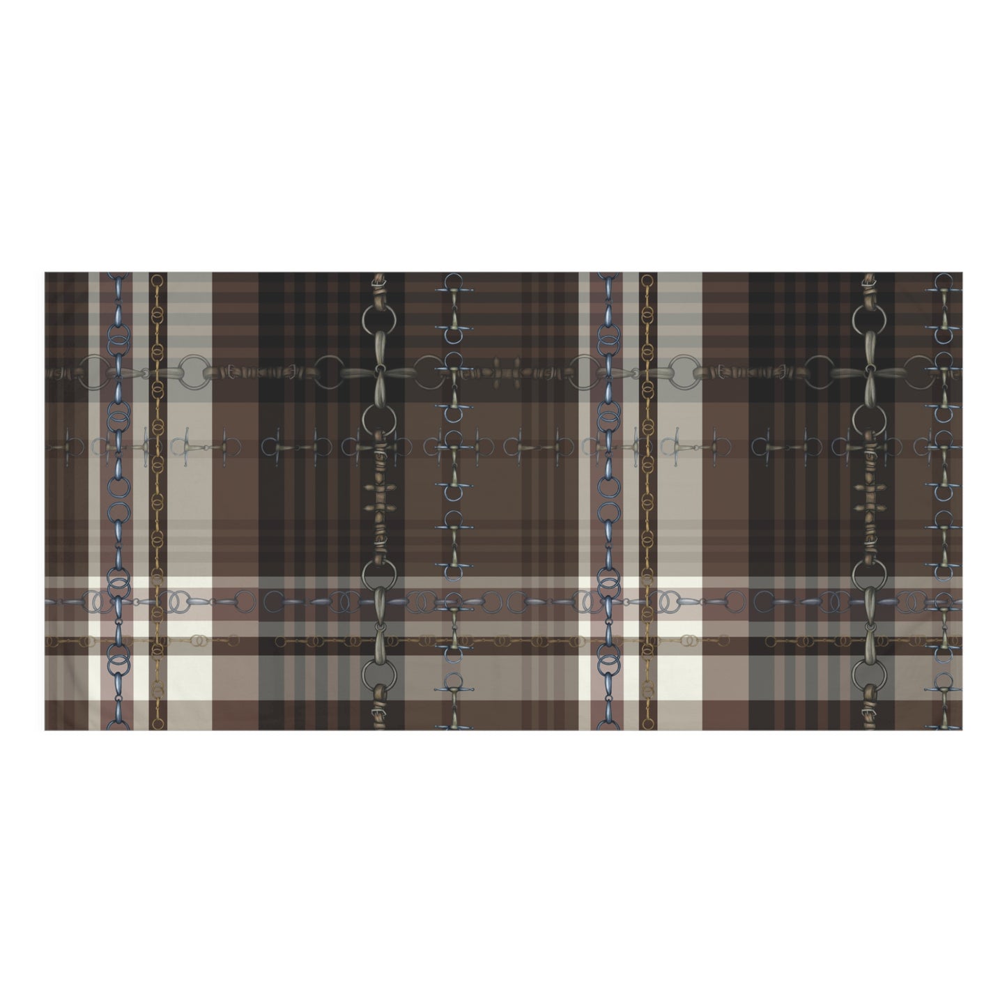 Brown Plaid with my snaffle Bit and reins Artwork Horse Luxury Bath Towel
