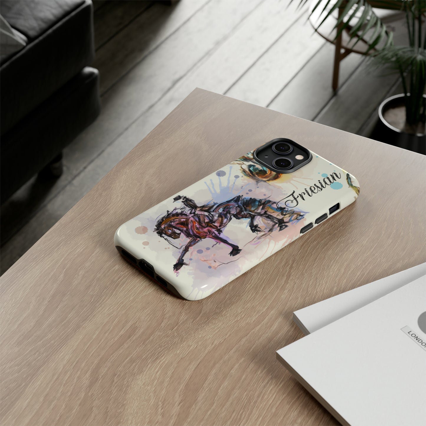 Friesian Watercolor Horse Horse Lover Gift Study Tough Case Phone Case.
