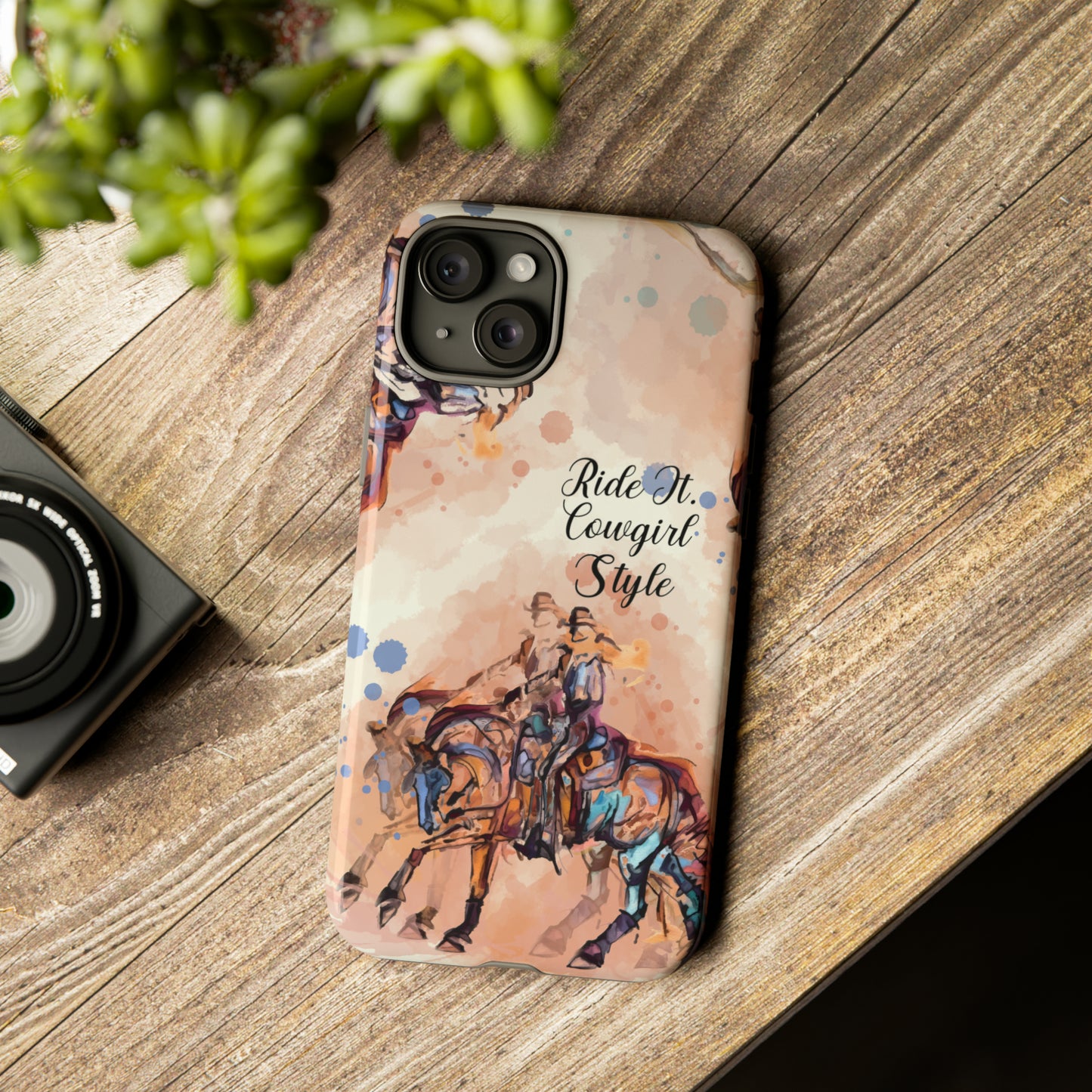 Raunchy Western Horse Watercolor Horse Horse Lover Gift Study Tough Case Phone Case.