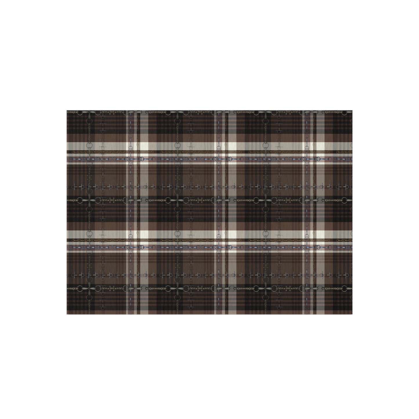 Equestrian plaid and snaffle bit Indoor/Outdoor Rug