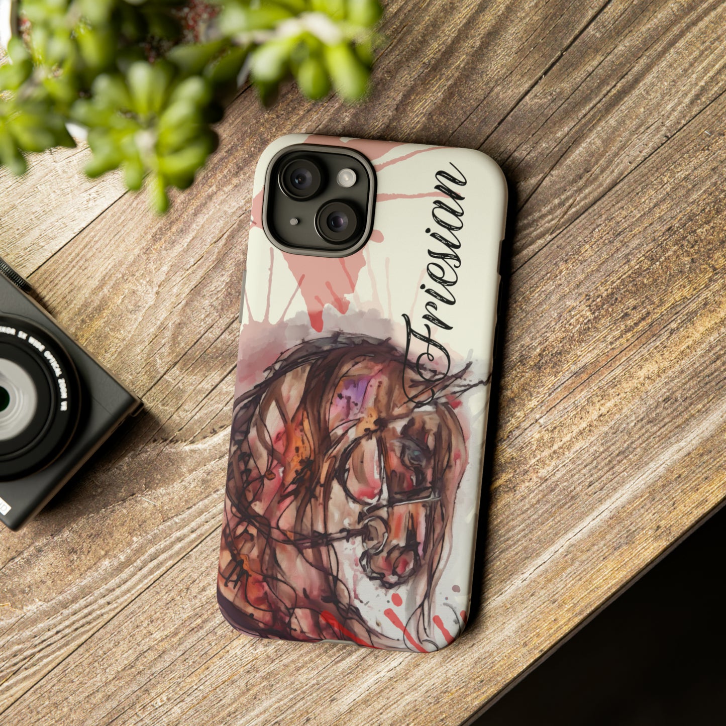 Friesian Watercolor Flower crown Horse Horse Lover Gift Study Tough Case Phone Case.