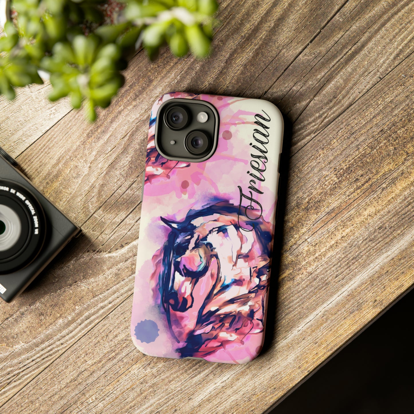 Friesian Watercolor Flower crown Horse Horse Lover Gift Study Tough Case Phone Case.