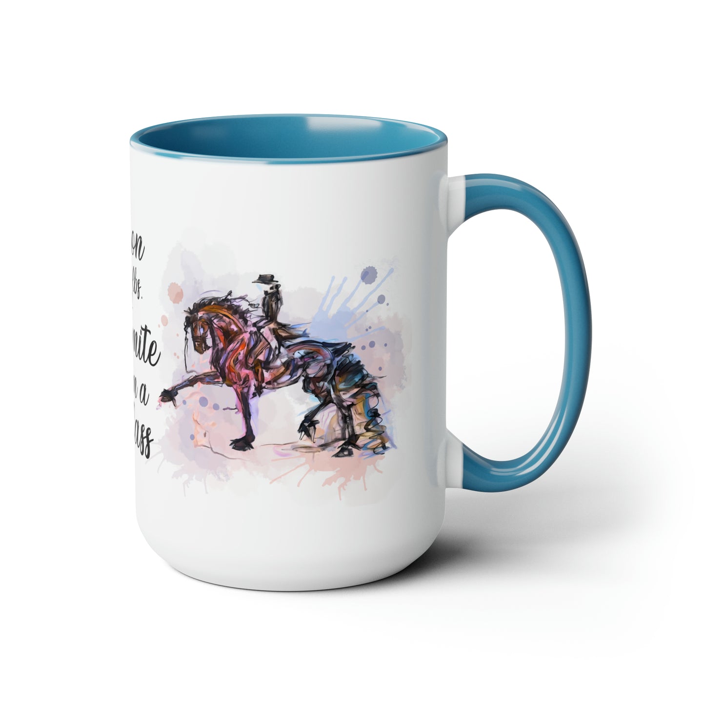 I am a Badass Watercolor Mug . Horse Lover Gift -Two-Tone Coffee Mugs, 15oz