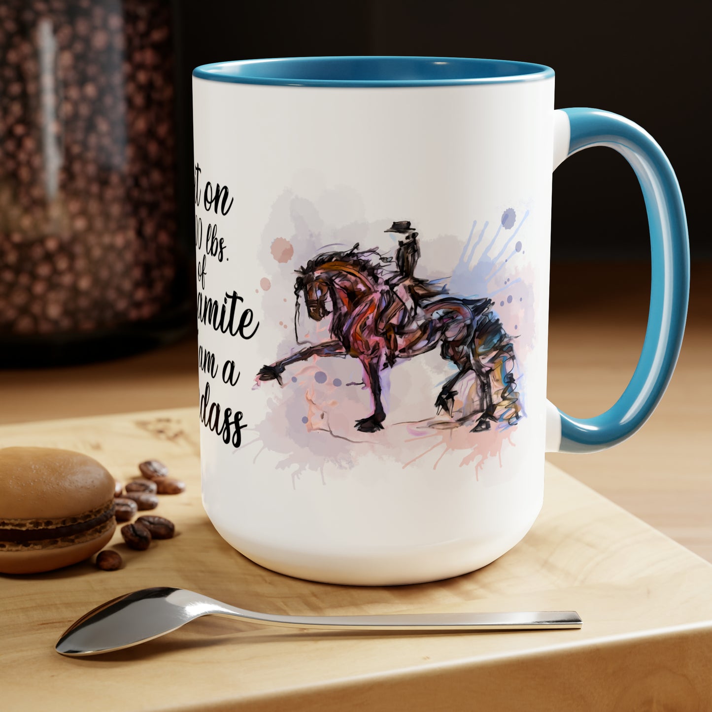I am a Badass Watercolor Mug . Horse Lover Gift -Two-Tone Coffee Mugs, 15oz
