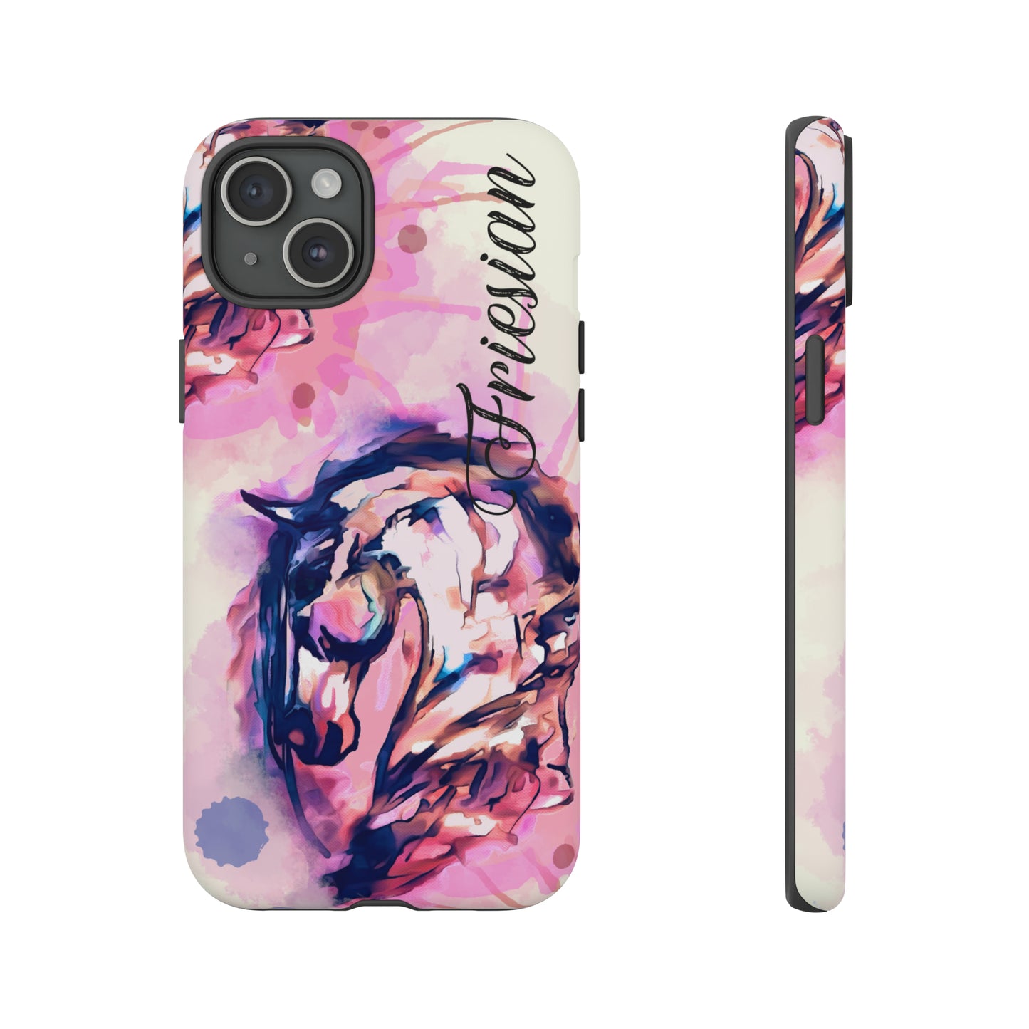 Friesian Watercolor Flower crown Horse Horse Lover Gift Study Tough Case Phone Case.