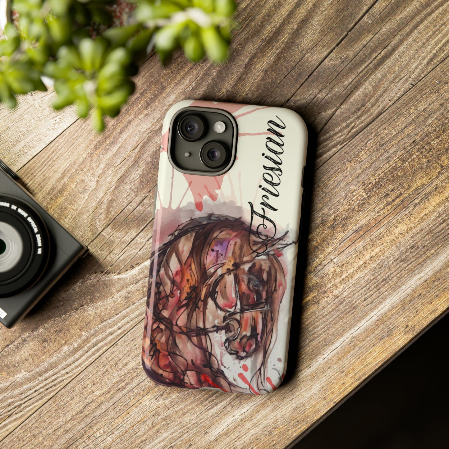 Friesian Watercolor Flower crown Horse Horse Lover Gift Study Tough Case Phone Case.