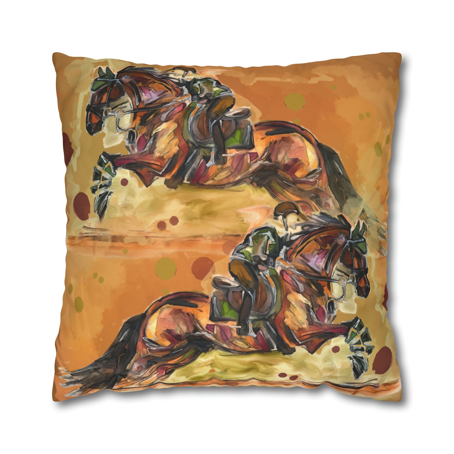 Hunter Jumper Fox and Hound Double sided equestrian bit pattern Polyester PILLOW CASE Pillow Cover 24x24