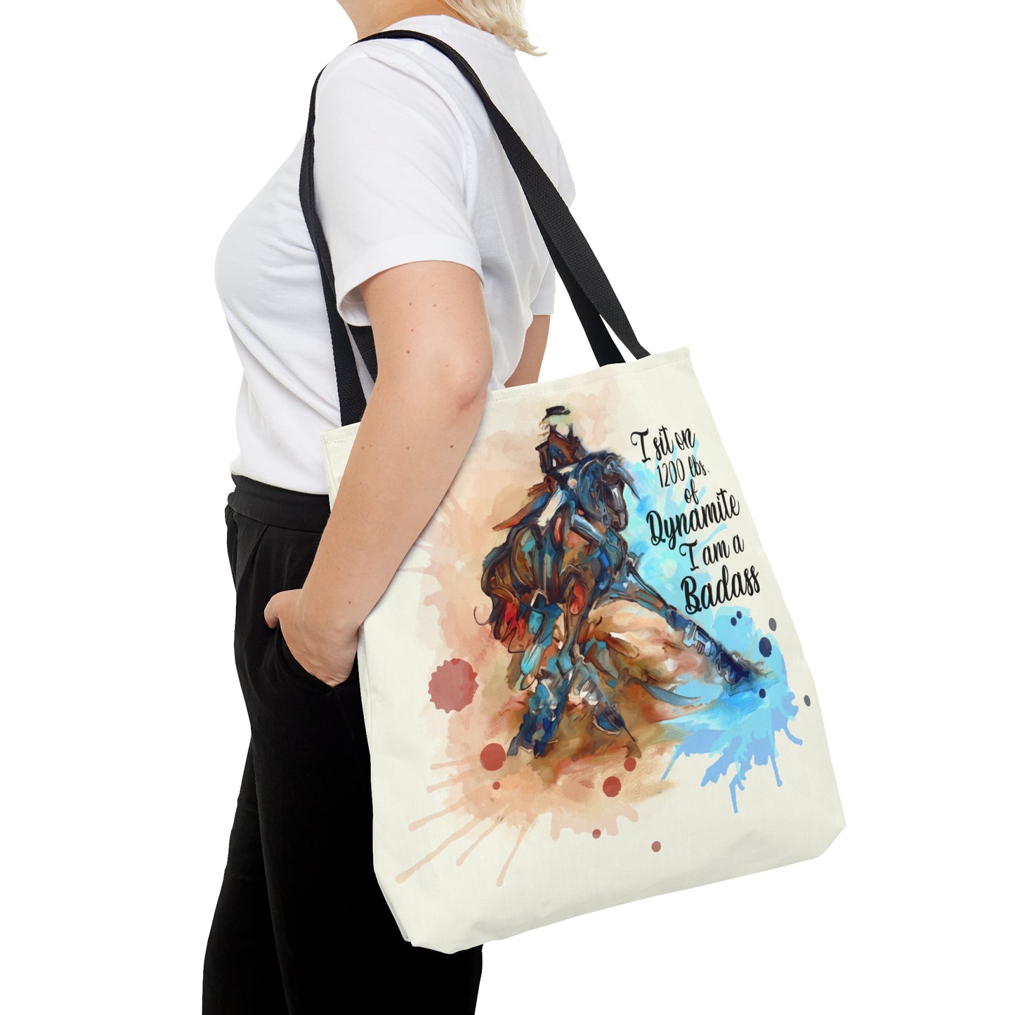 Dressage Watercolor Horse Artistic Tote Bag (AOP)