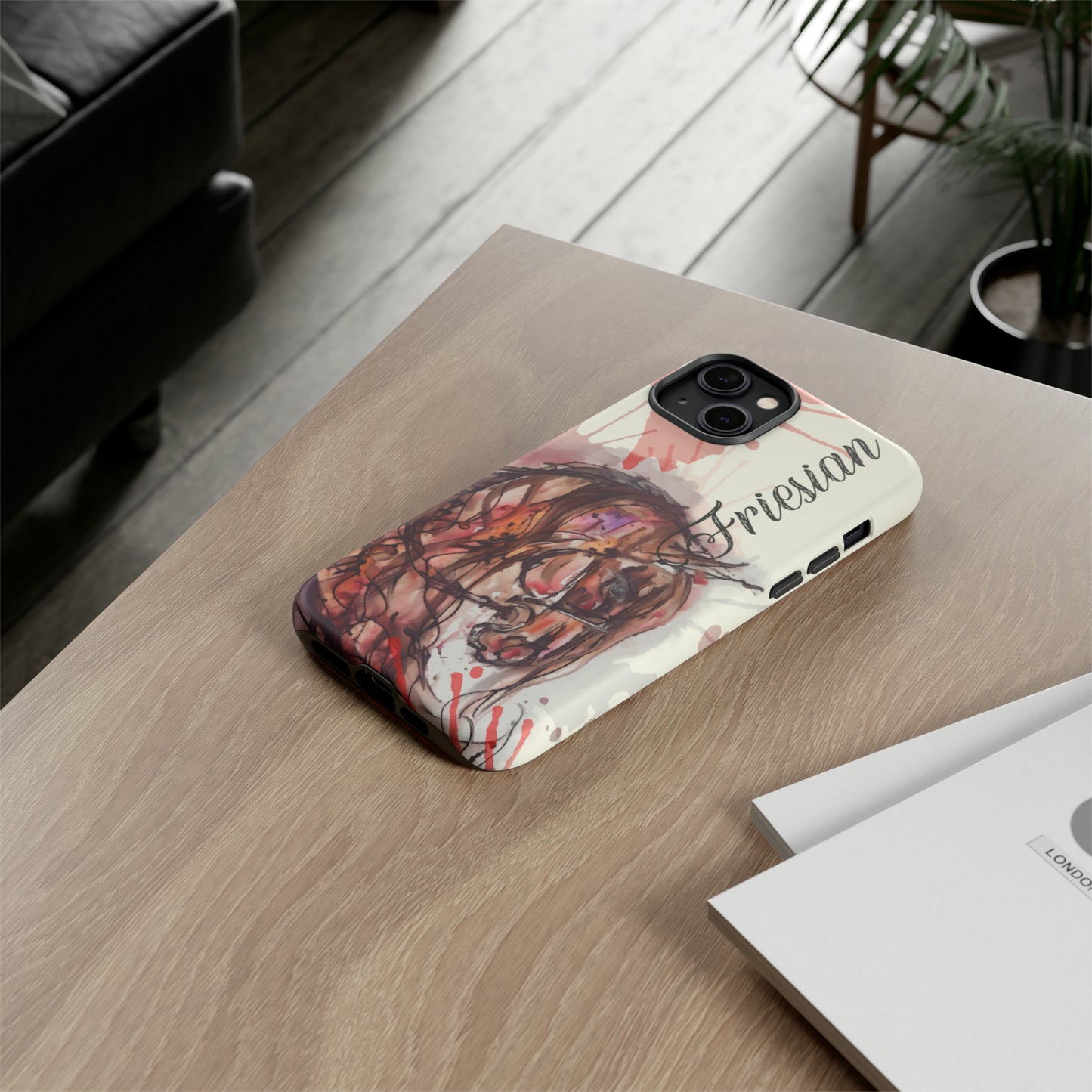 Friesian Watercolor Flower crown Horse Horse Lover Gift Study Tough Case Phone Case.