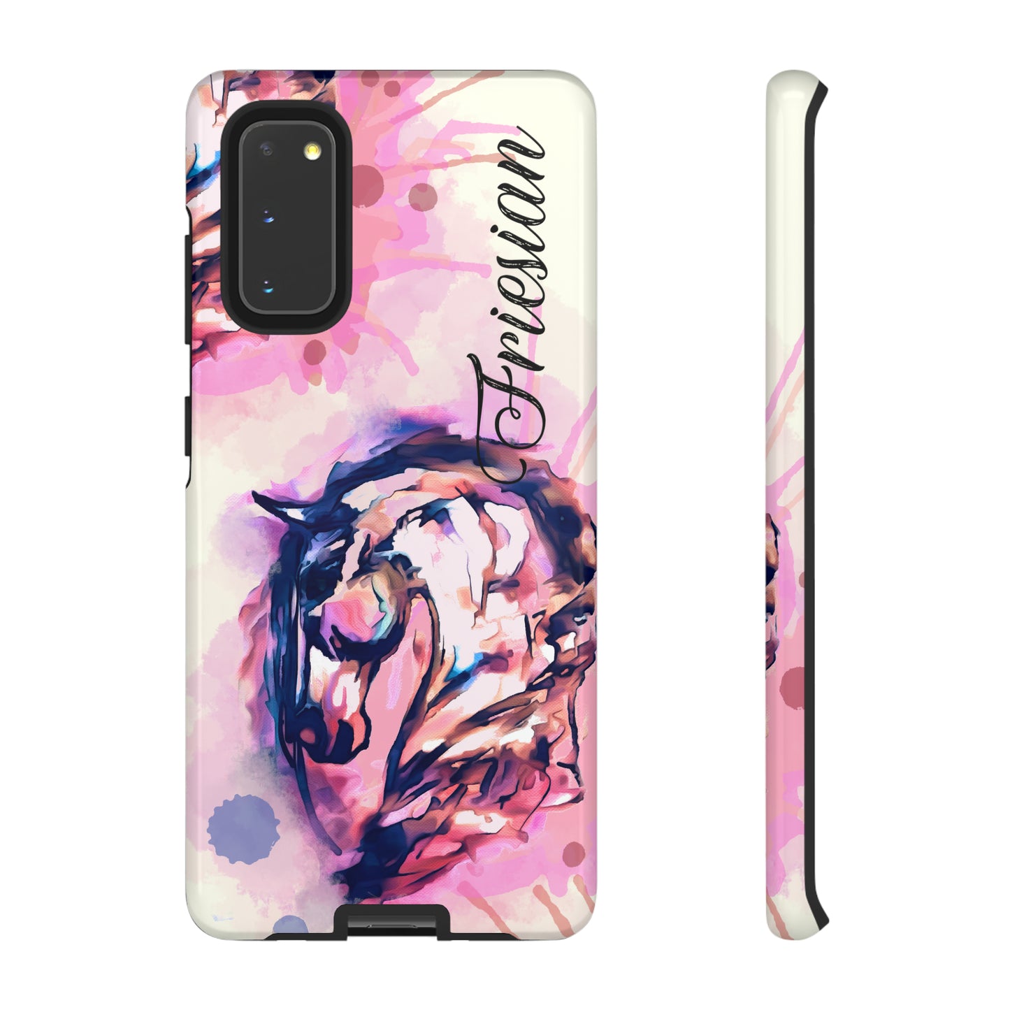 Friesian Watercolor Flower crown Horse Horse Lover Gift Study Tough Case Phone Case.
