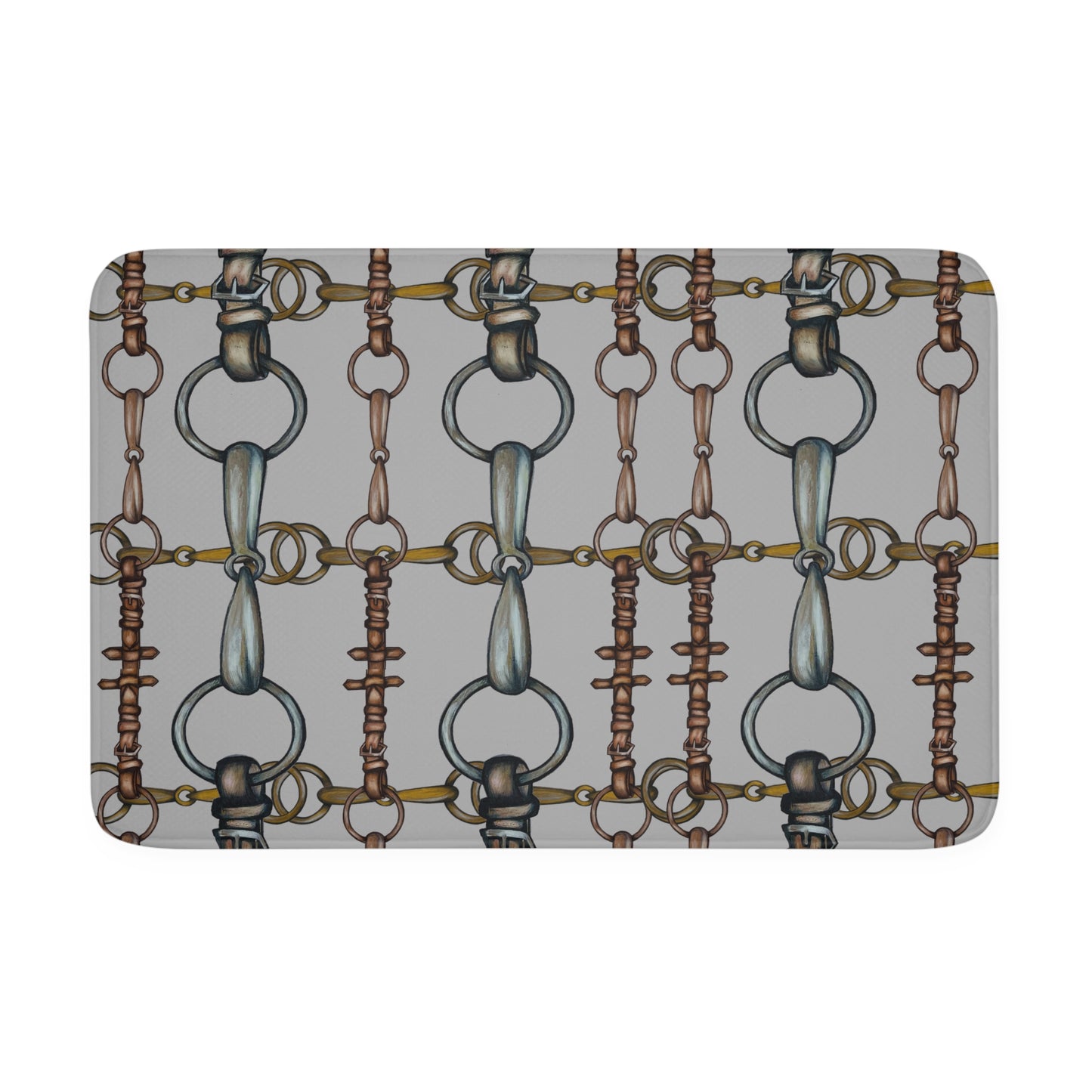Gray Snaffle Bit Memory Foam Bath Mat