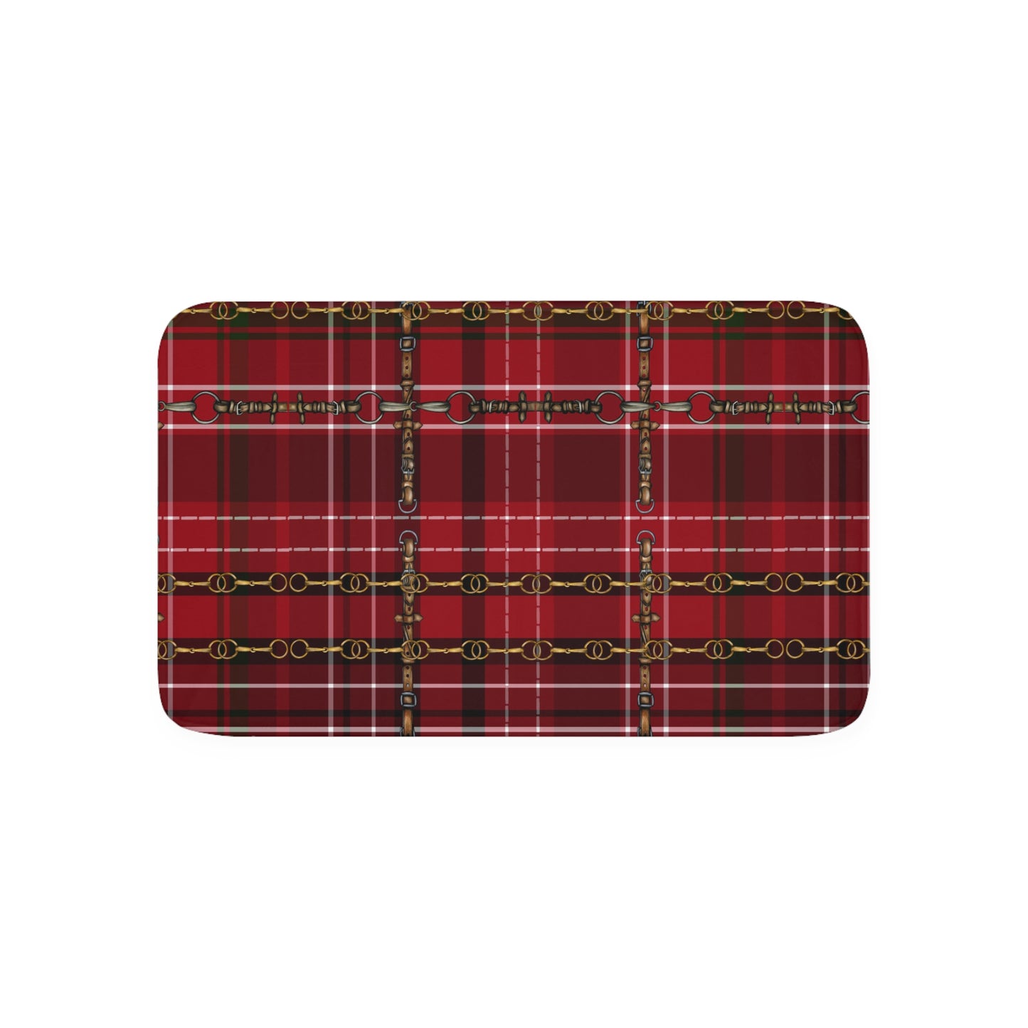 Christmas Plaid with Snaffle Bit Memory Foam Bath Mat