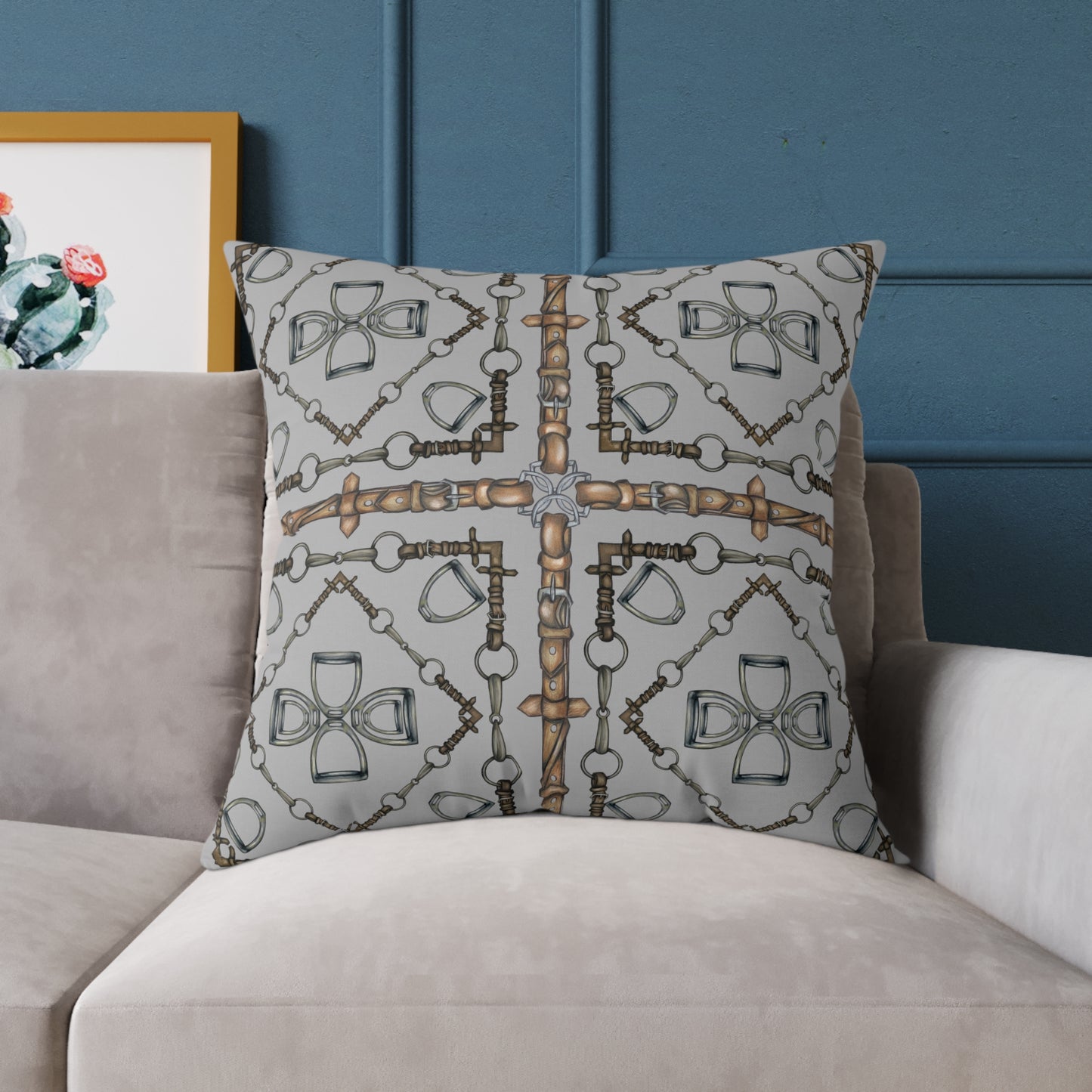 Snaffle Bit Equestrian Home Decor. Hunter Jumper Dressage Bit and Reins Pillow. My original Artwork printed on a pillow. 101 Bits co