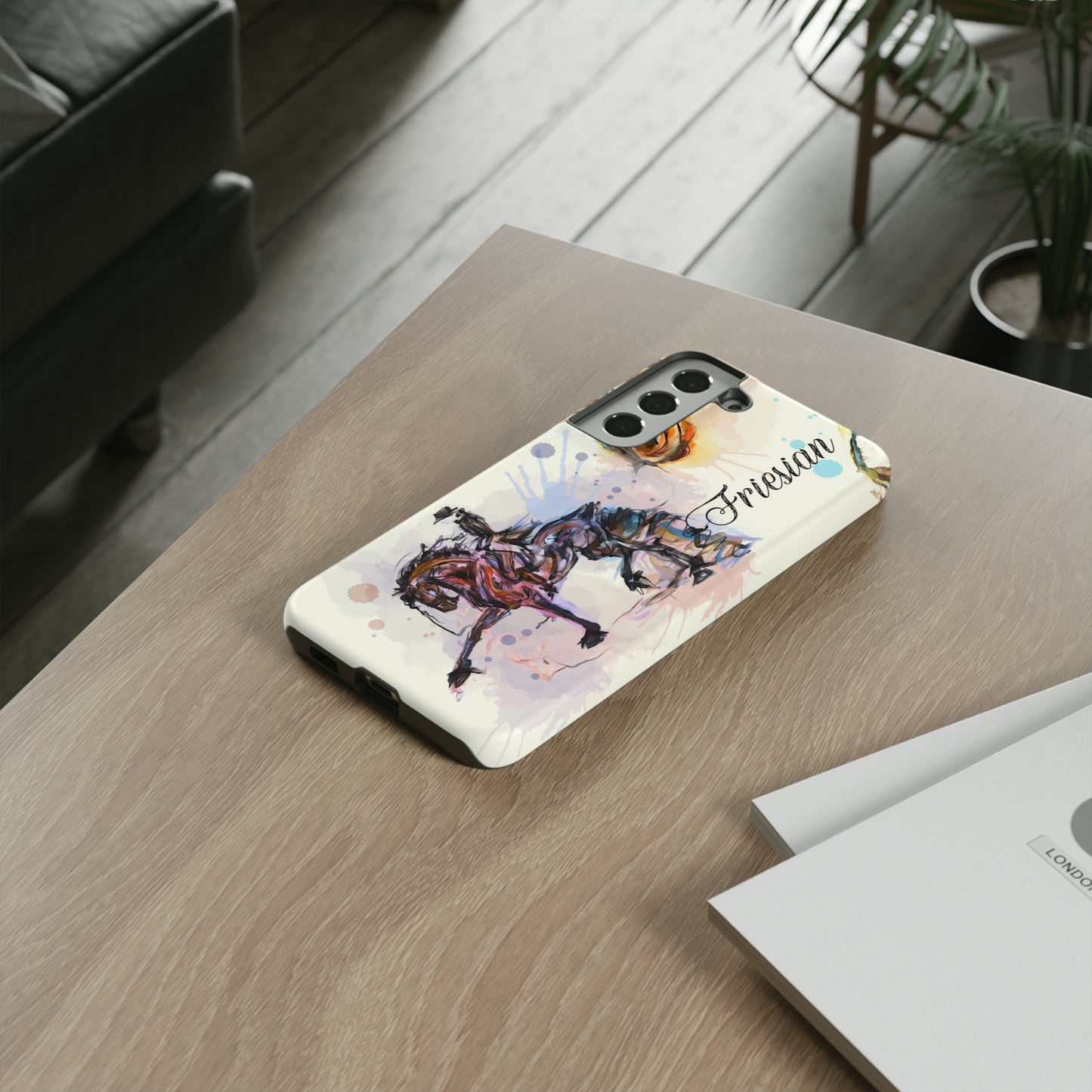 Friesian Watercolor Horse Horse Lover Gift Study Tough Case Phone Case.