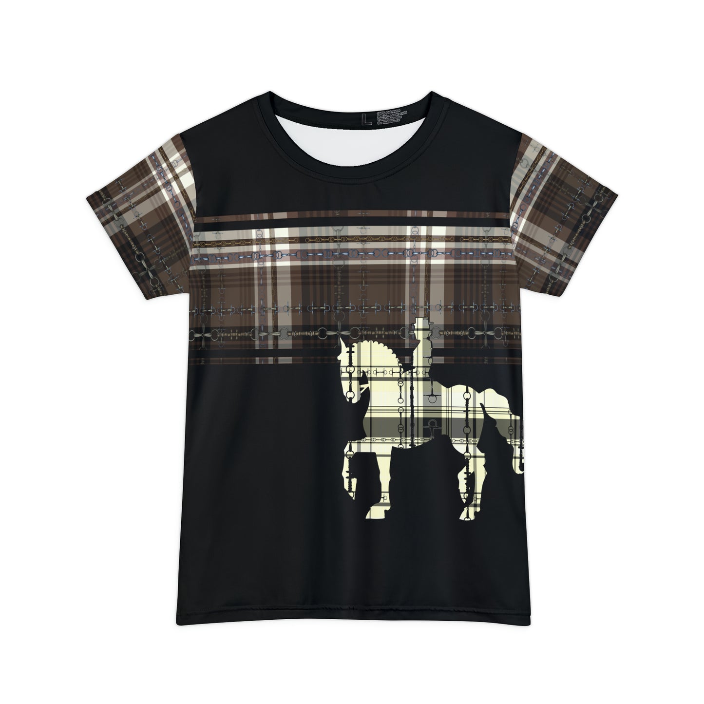Sporty Dressage Art Dressage Text Women's Short Sleeve Shirt (AOP)