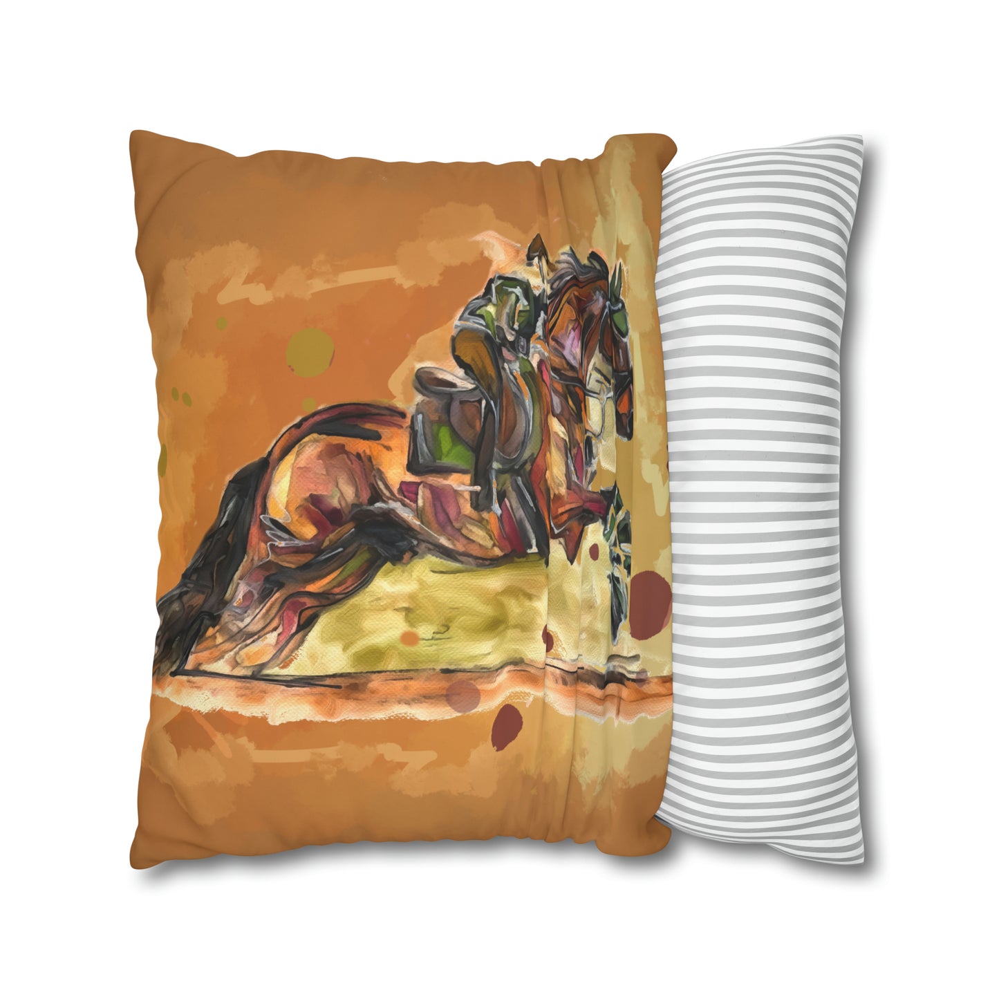 Hunter Jumper Fox and Hound Double sided equestrian bit pattern Polyester PILLOW CASE Pillow Cover 24x24