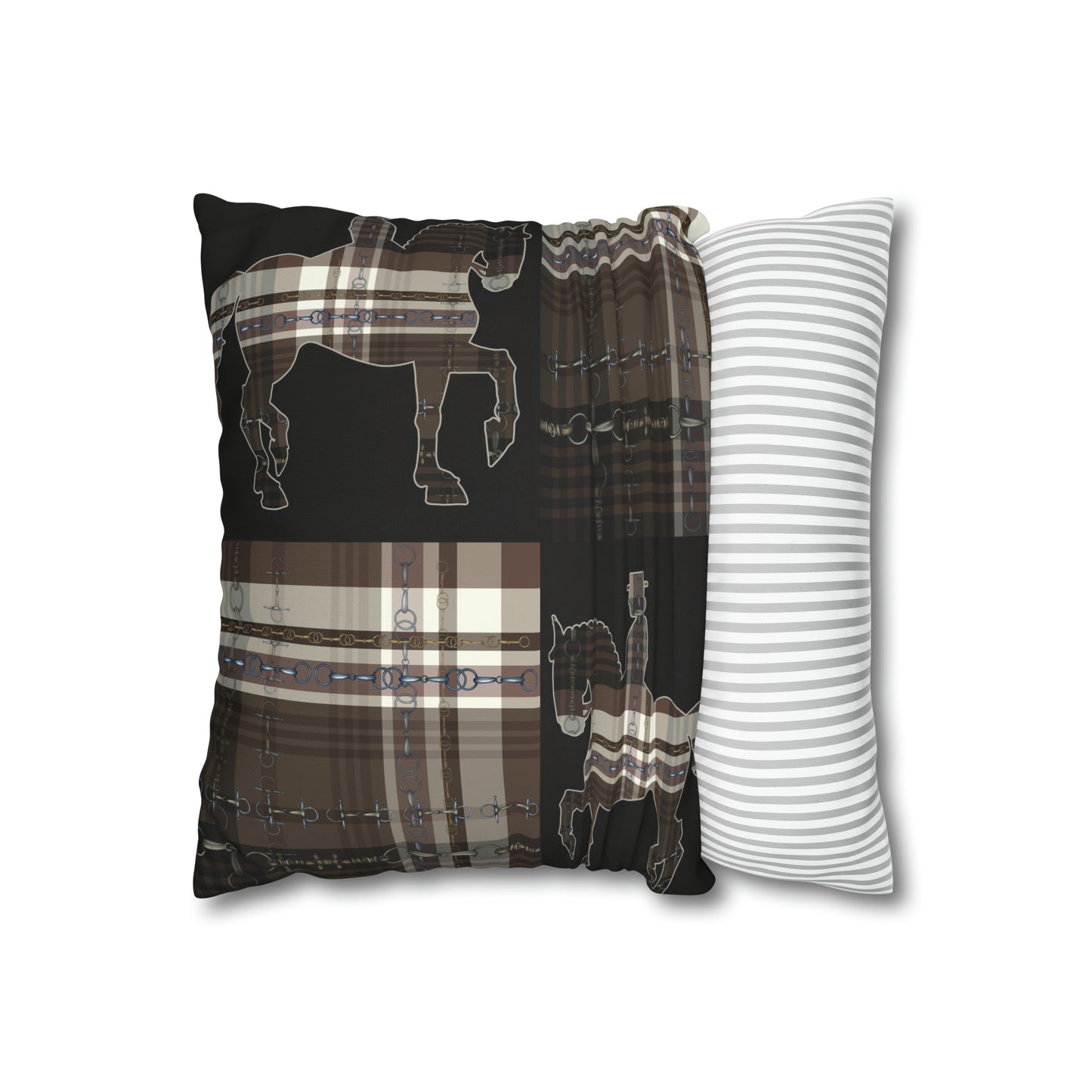 Piaffe Plaid Dressage Double sided equestrian bit pattern Polyester PILLOW CASE Pillow Cover 24x24