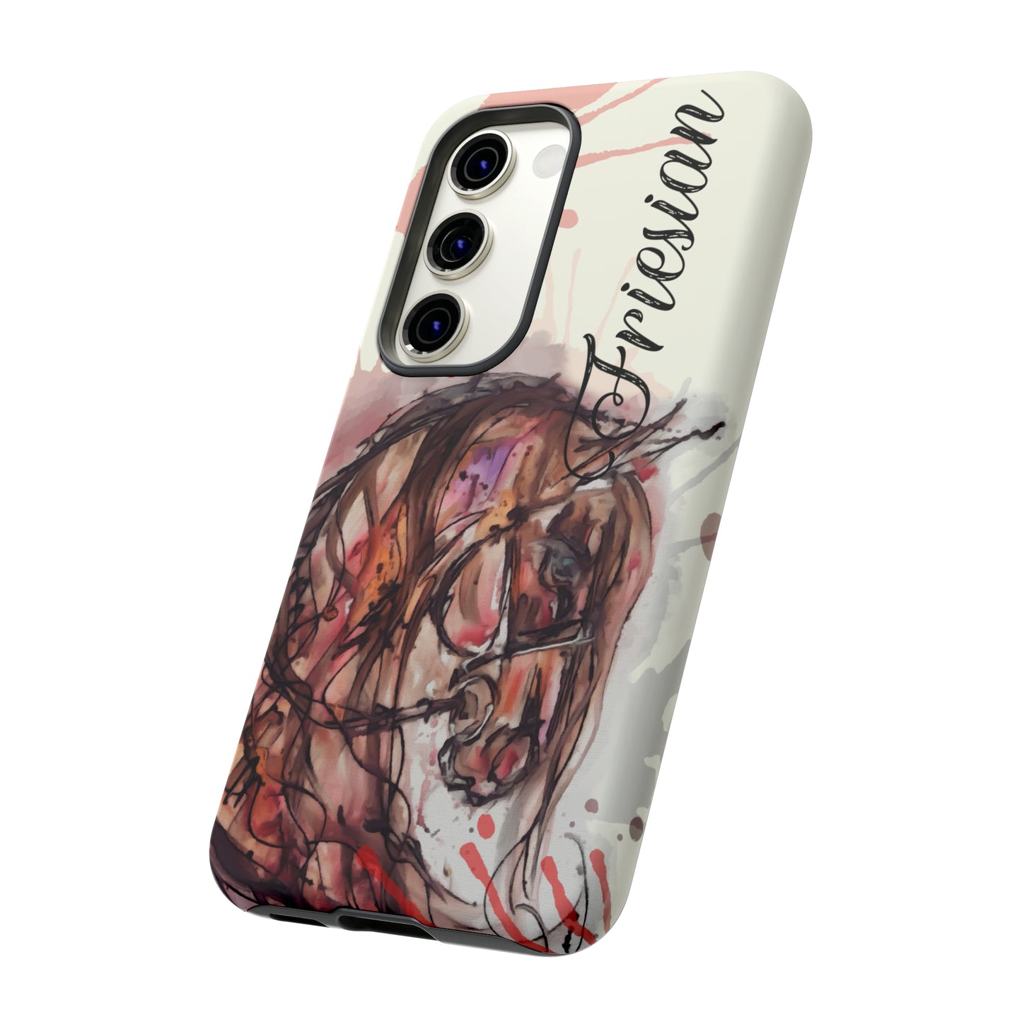 Friesian Watercolor Flower crown Horse Horse Lover Gift Study Tough Case Phone Case.