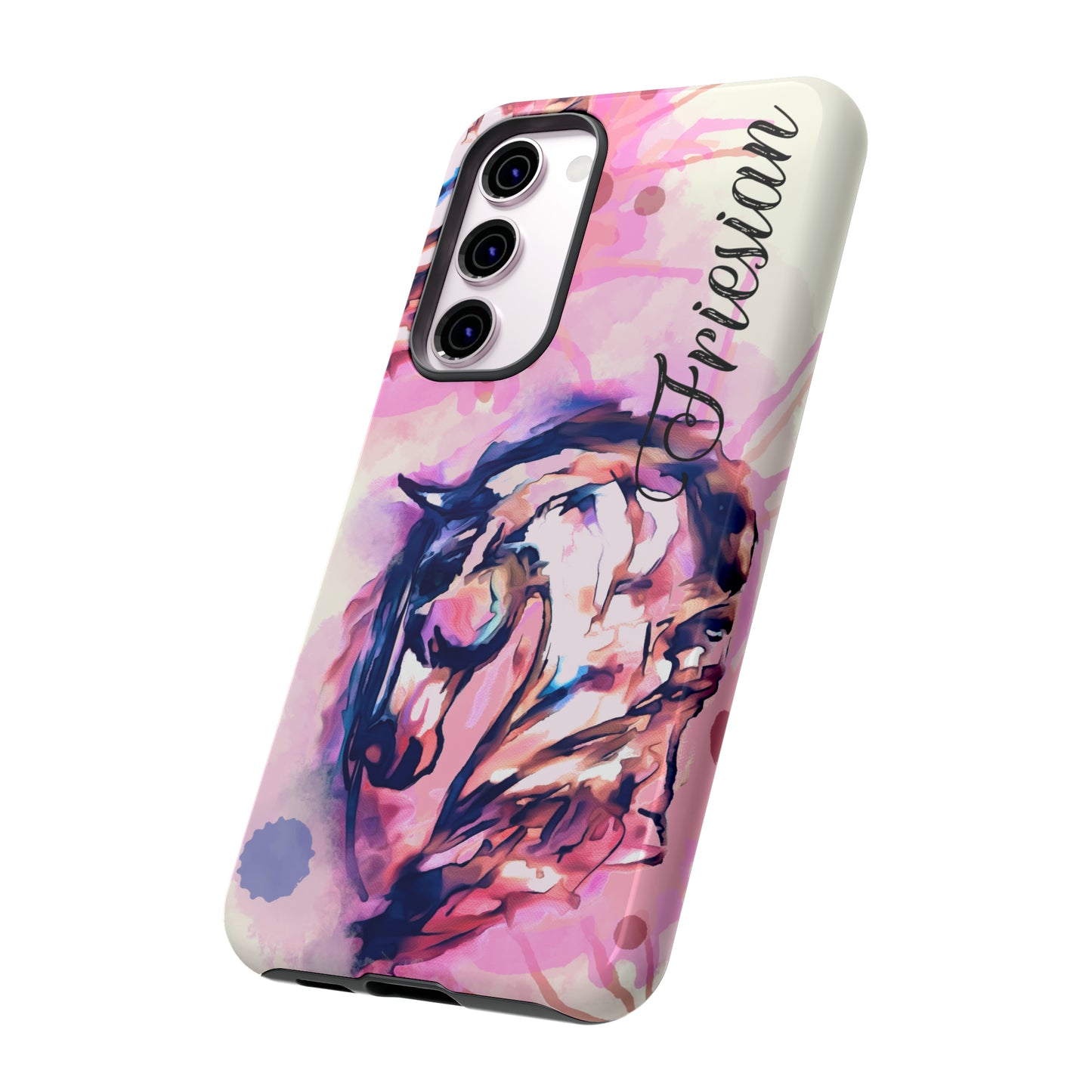 Friesian Watercolor Flower crown Horse Horse Lover Gift Study Tough Case Phone Case.