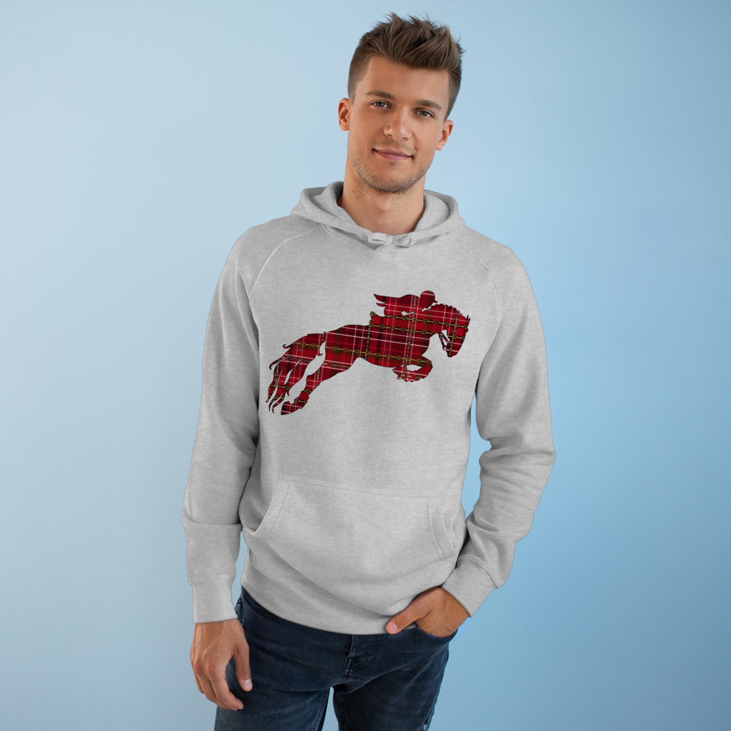 Christmas Jumping Horse Plaid "Oh What fun it is to ride" Dressage Unisex Supply Hoodie