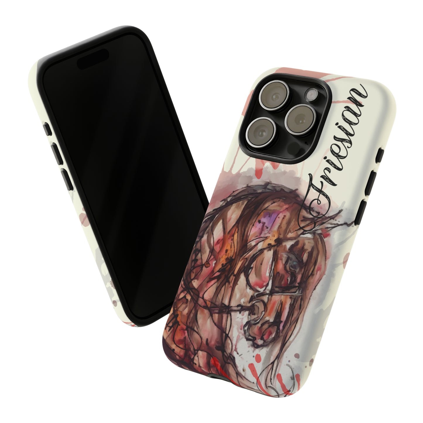 Friesian Watercolor Flower crown Horse Horse Lover Gift Study Tough Case Phone Case.