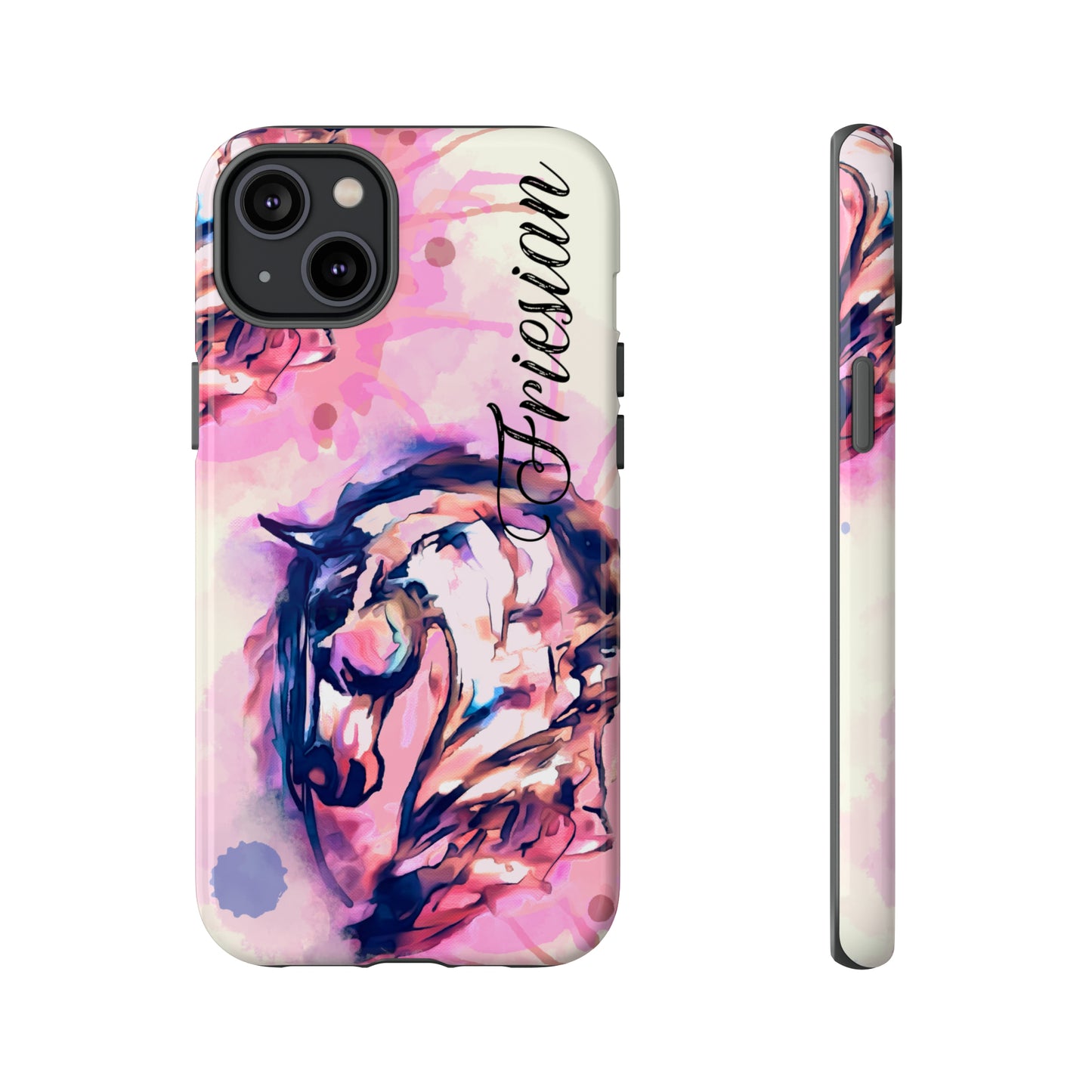 Friesian Watercolor Flower crown Horse Horse Lover Gift Study Tough Case Phone Case.