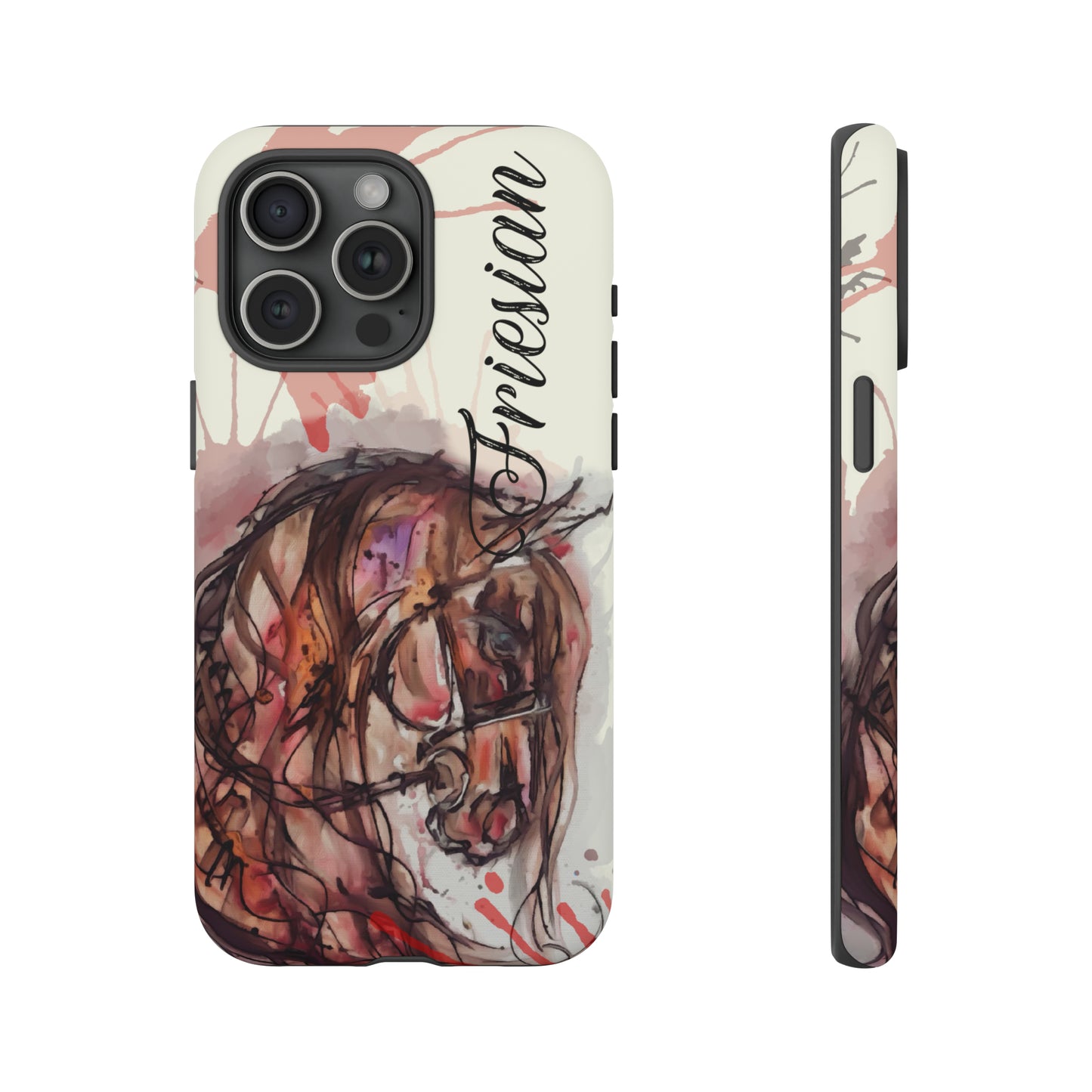 Friesian Watercolor Flower crown Horse Horse Lover Gift Study Tough Case Phone Case.