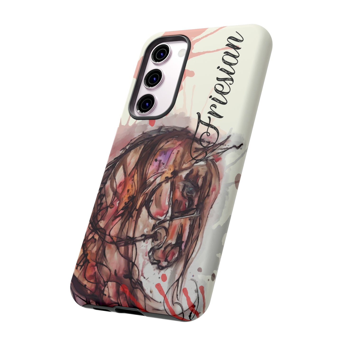 Friesian Watercolor Flower crown Horse Horse Lover Gift Study Tough Case Phone Case.